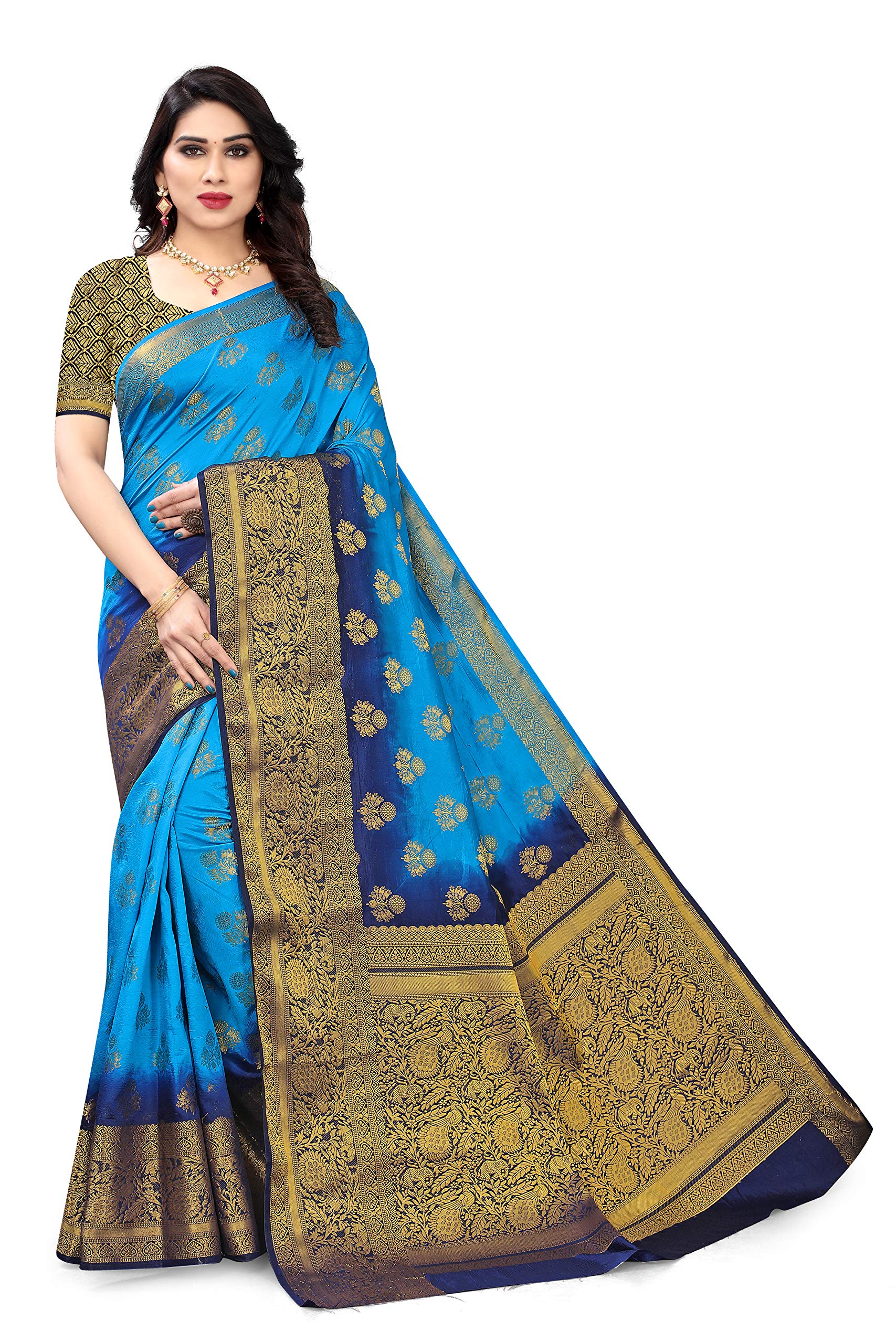 SERONA FABRICSWomen's Banarasi Silk Saree With Blouse Piece