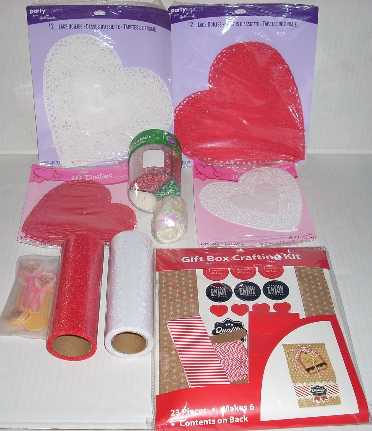 Gift Box Crafting Kit Sugar Sprinkles Doilies Ribbon Tulle
