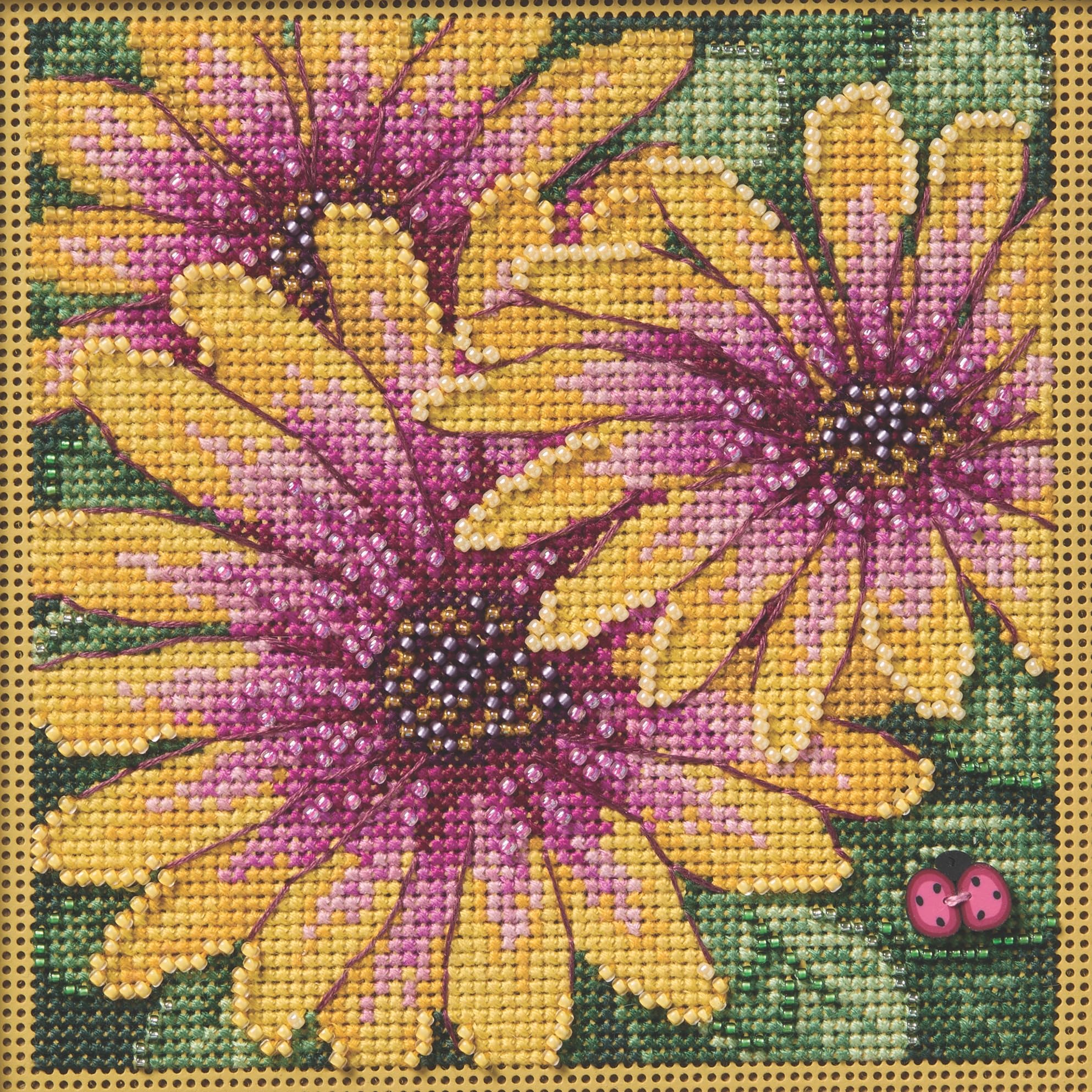 Mill Hill Buttons & Beads 14ct Cross Stitch Kit 5.21"x5.21" - African Daisies
