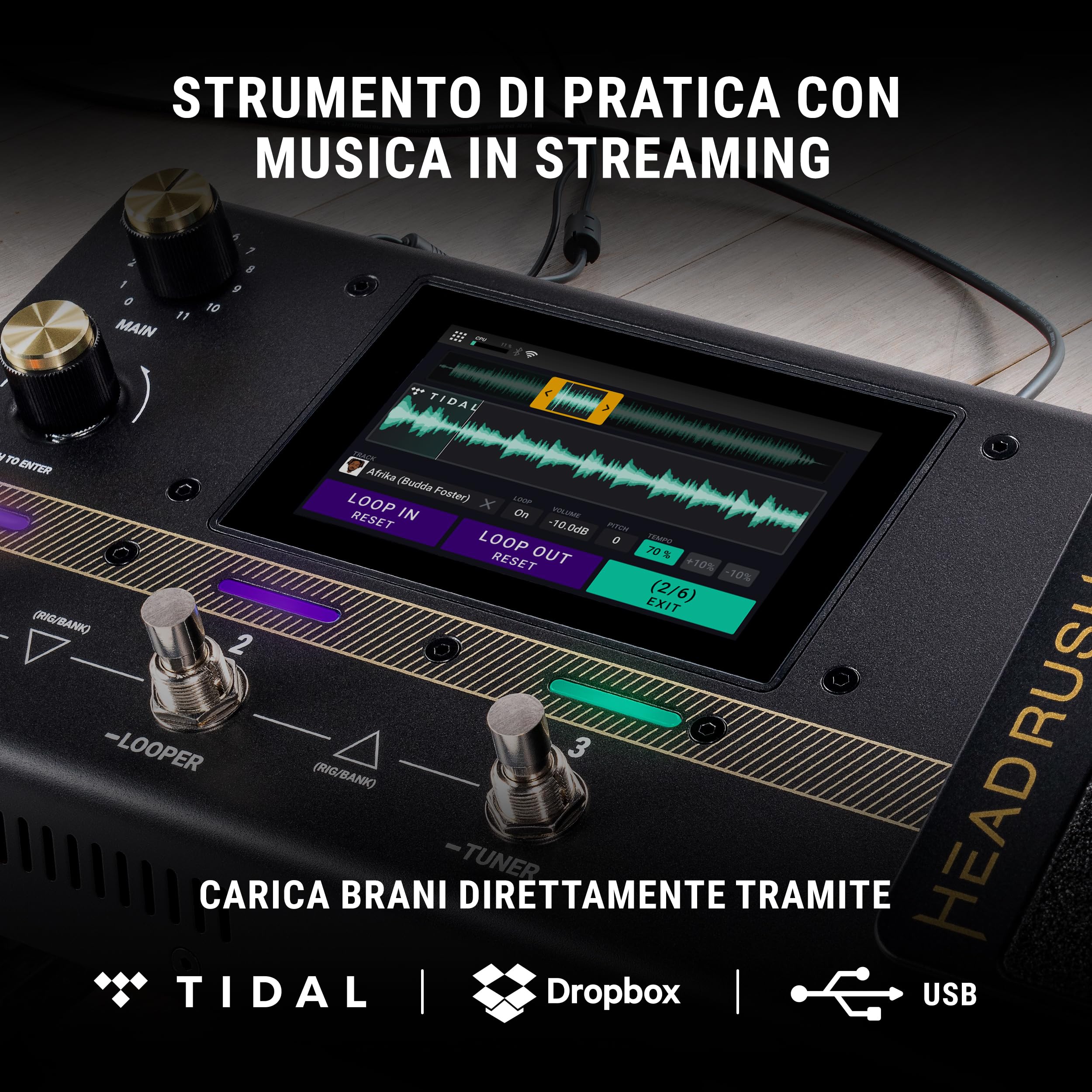 HeadRush Flex Prime - Pedaliera Multieffetto e Amp Modeler per Chitarra e Basso con Touchscreen, Looper, Wi-Fi, Bluetooth, IR Loader, USB, lezioni