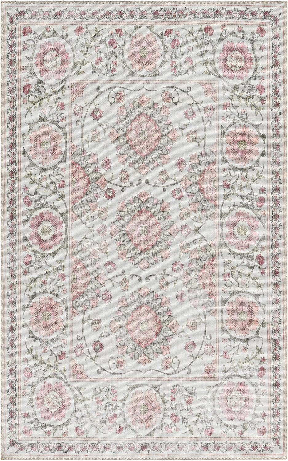 Gertmenian Machine Washable Indoor Area Rug - 3x5 Small, Easy Cleaning & Non-Shedding, Ideal for High Traffic Areas in Living Room, Bedroom, Entryway, Moroccan, Maren Ivory, 29346