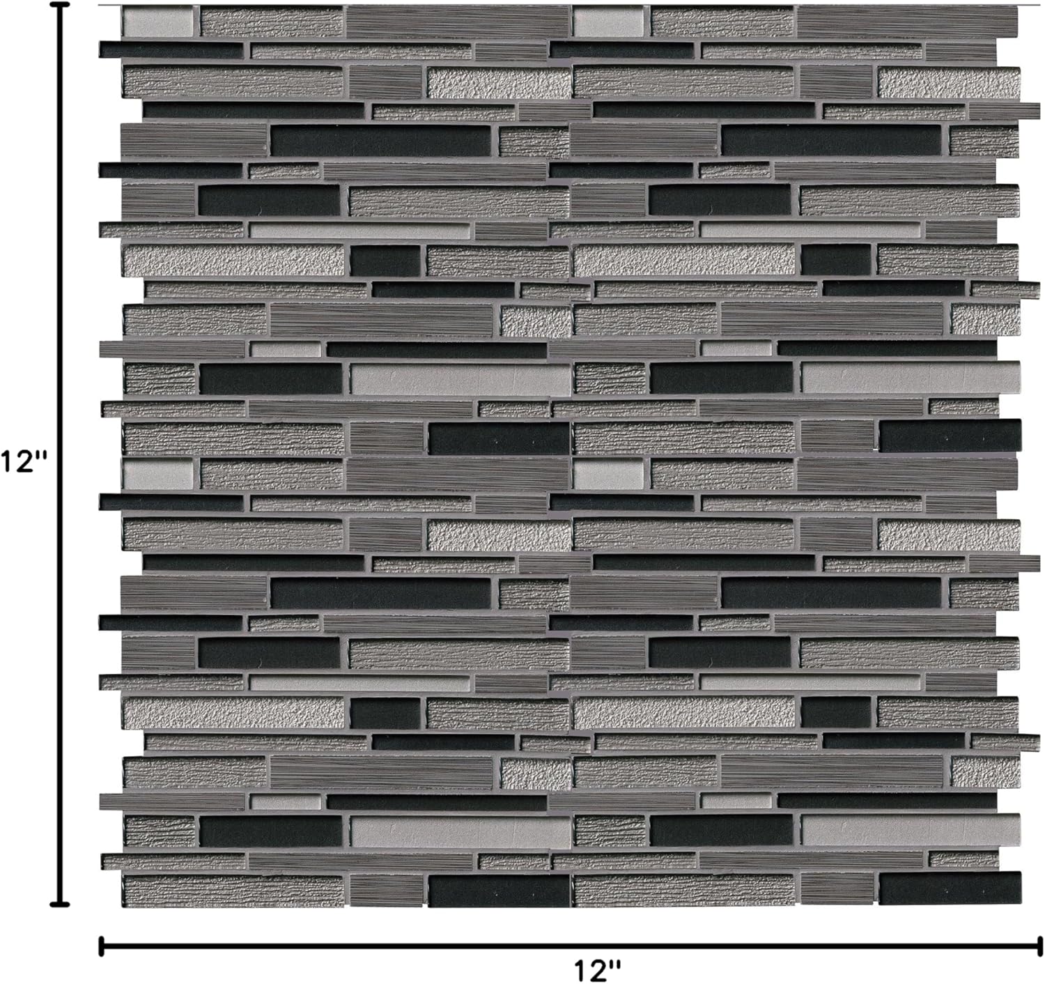 MSI Metro Gris Interlocking Blend of Glass and Stone Tile for Kitchen Backsplash, Wall Tile for Bathroom, Accent Wall Tile, and Shower Wall Tile, 12 in. x 12 in. Mesh-Mounted Mosaic Tile (10 sq. ft.)