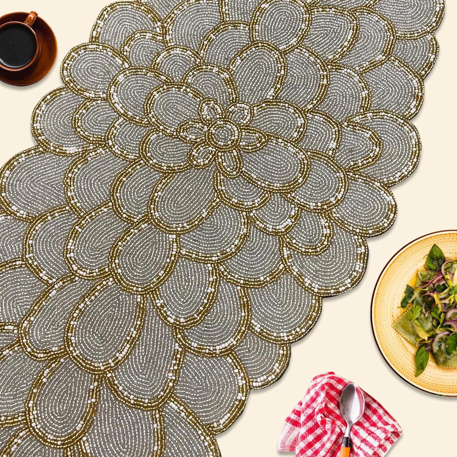 Amazon.com: Sea Shell Beaded Design Table Runner: Home & Kitchen