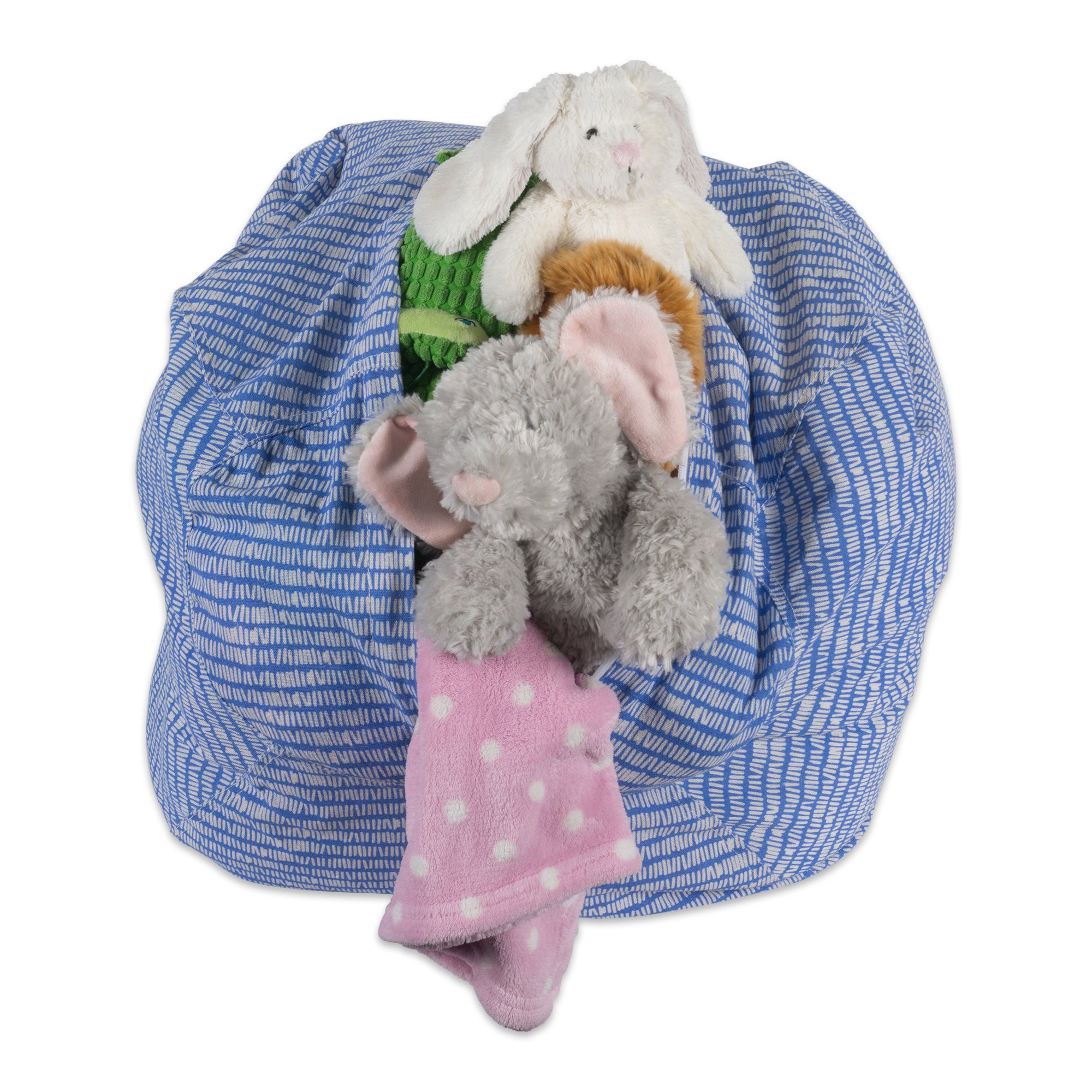 DII Keeping Score Stripes Print, Large Bean Bag Chair Cover for Kids & Stuffed Animal Storage, Bright Blue, One Size