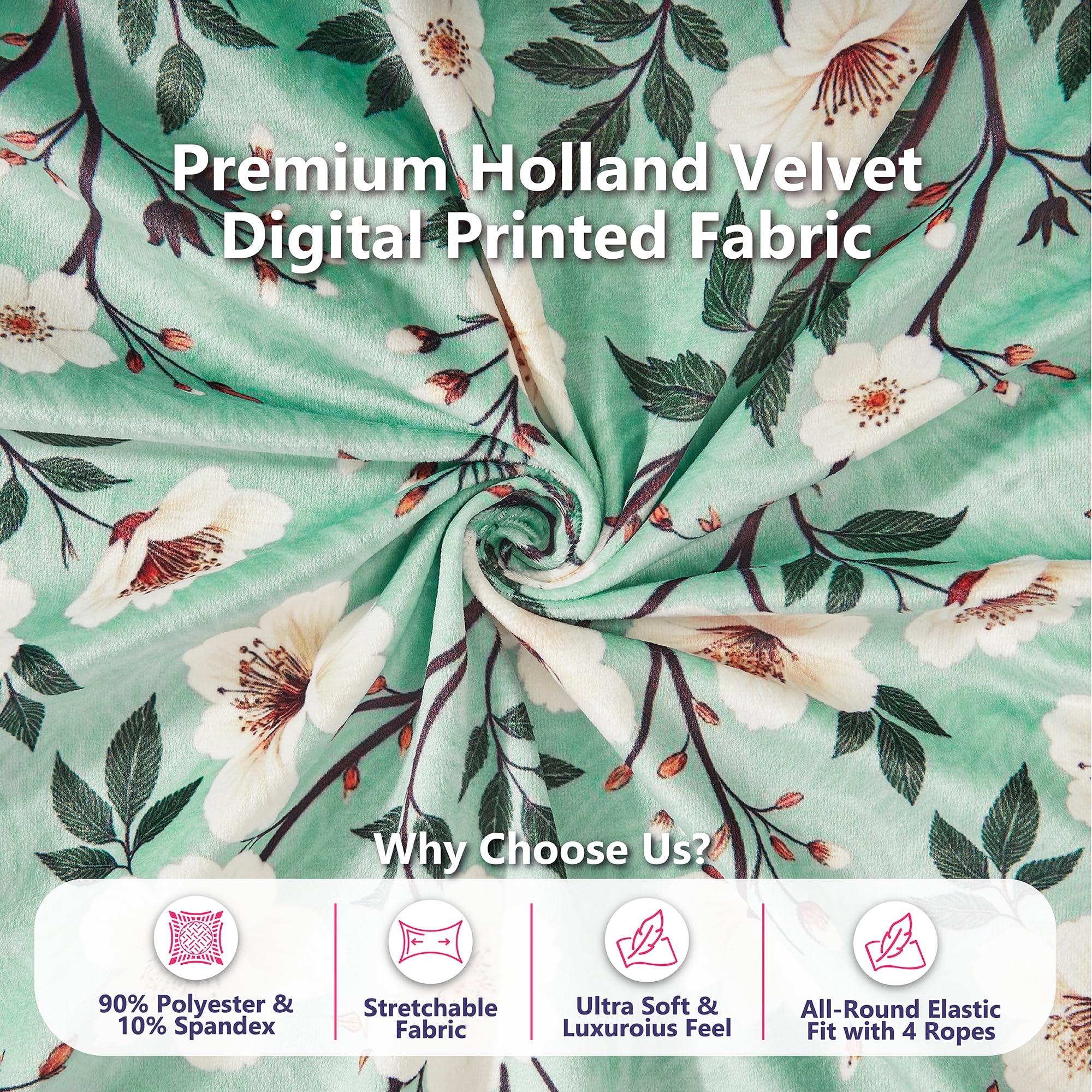 Velvet Sofa Covers – Floral Prints, 10 Pack -4