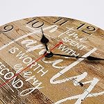 Lafocuse 12 Inch Silent Wooden Farmhouse Brown Family Wall Clocks for Home Decor, Vintage Kitchen Clock for Living Room, Horloge Murale Decorative, Rustic Battery Operated Wall Clock for Bedroom