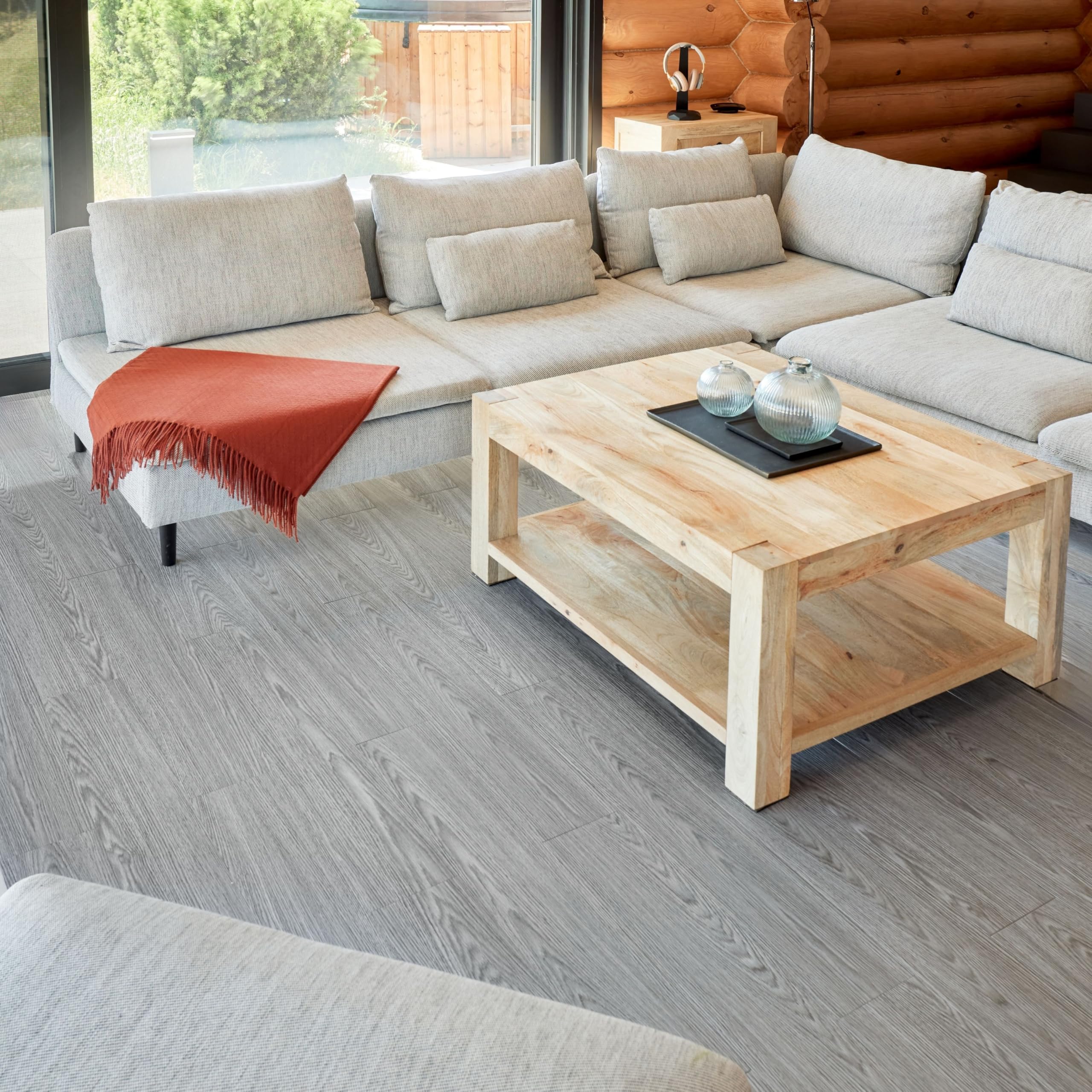 Self Adhesive Floor Planks - 20 Planks Pack Covering 29.92 sq ft / 2.78sqm | Each Stick On Tile Plank Measures 5.9x35.9in (91.4x15.2cm) | Peel And Stick Vinyl Flooring | Grey Oak Wood Effect