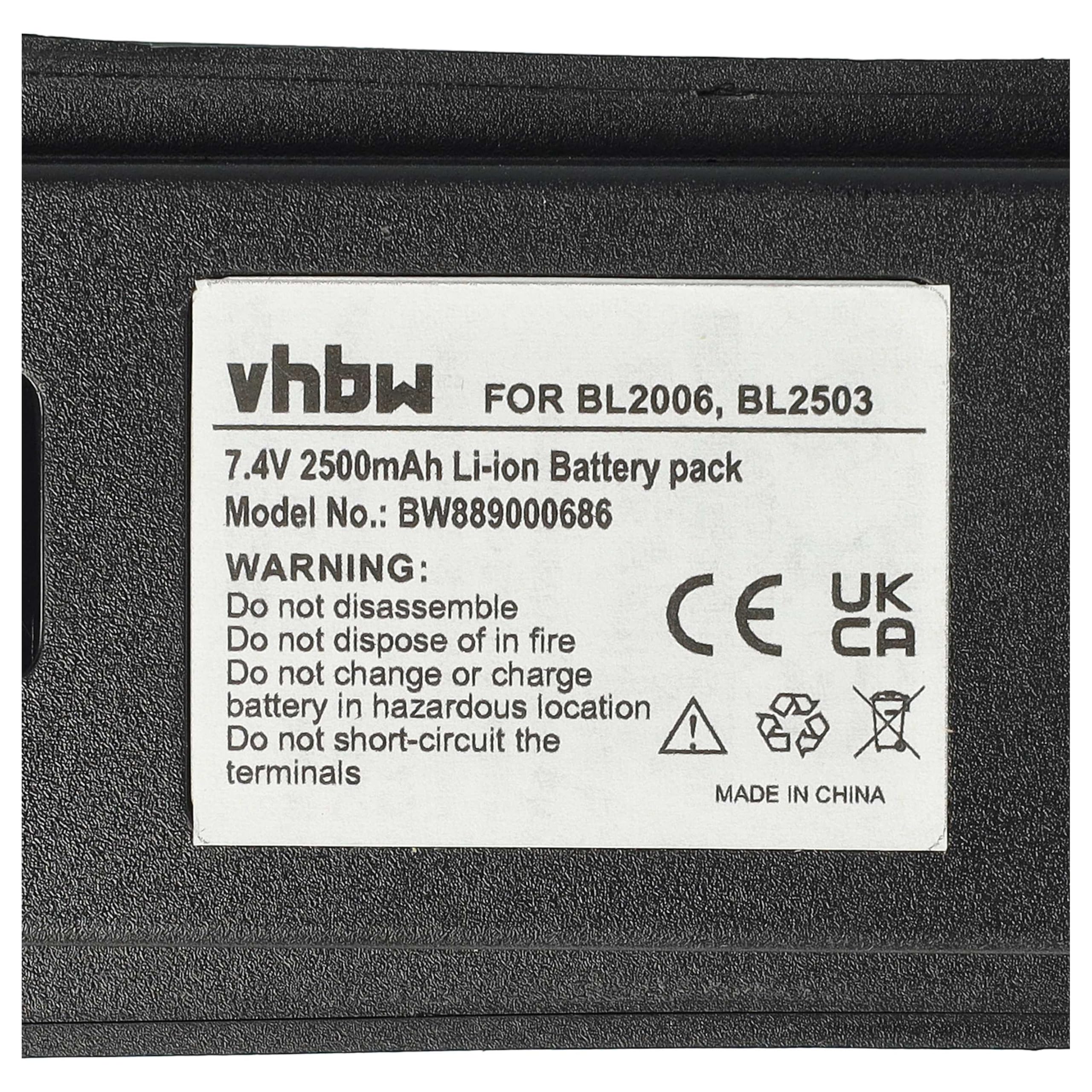 vhbw 3x batteria compatibile con HYT PD702U | 2, PD702V-1, PD702U-1, PD702U-1-RFB, PD702G-V1-RFB, PD-705 radio (2500mAh, 7,4V, Li-Ion)