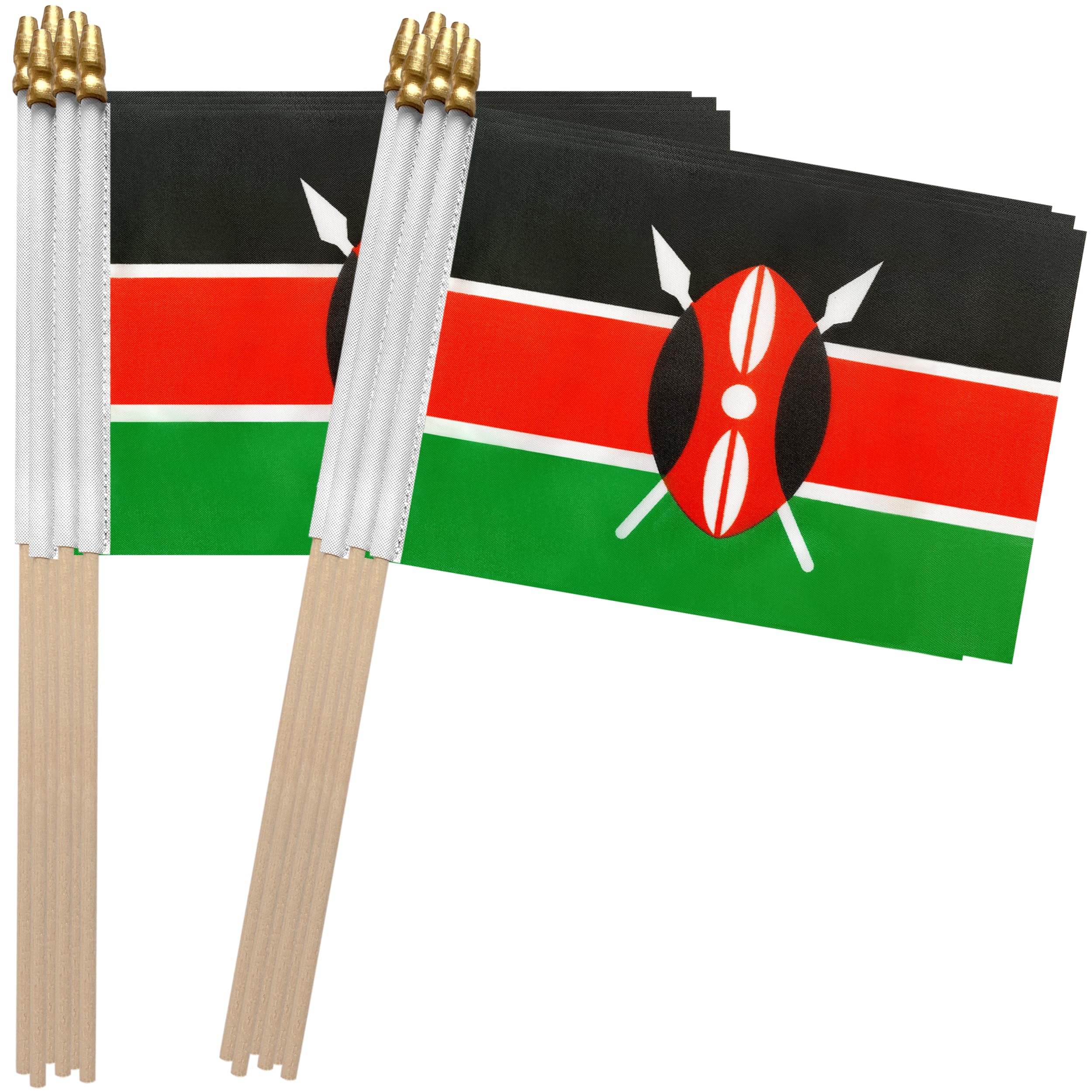 TSMD Kenya Stick Flag Kenyan Small Mini Hand Held Flags,5x8 Inch,12 Pack