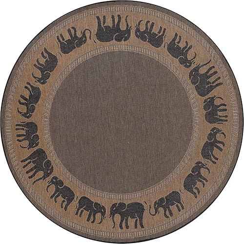 Couristan Recife Elephant - Alfombra de área para interiores y exteriores, 7 pies 6 pulgadas, color cacao negro