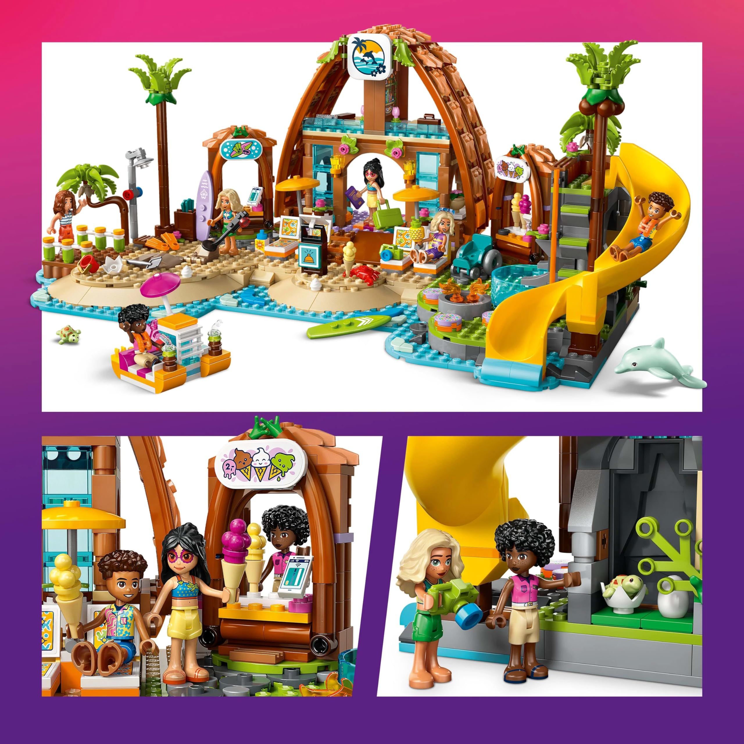 LEGO Friends Rodzinne wakacje na plaży 42673 | Plażowa scenka, zestaw wakacyjny, prezent dla dziewczynki i chłopca 8+, 1140 elementów