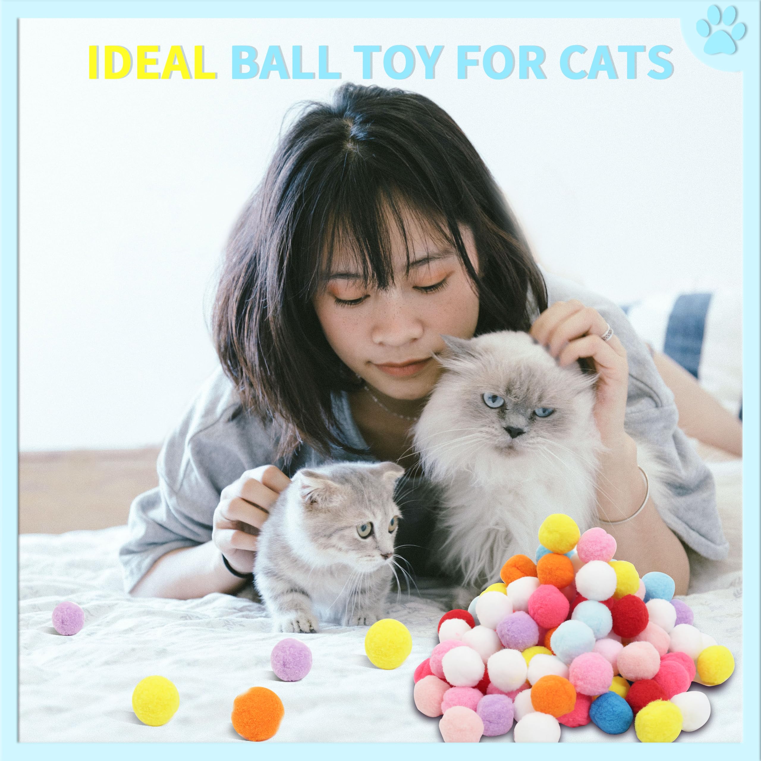 24 bolas coloridas para mascotas, bolas de felpa suave, pelota de juguete favorita del gato, juguete interactivo para gatos.