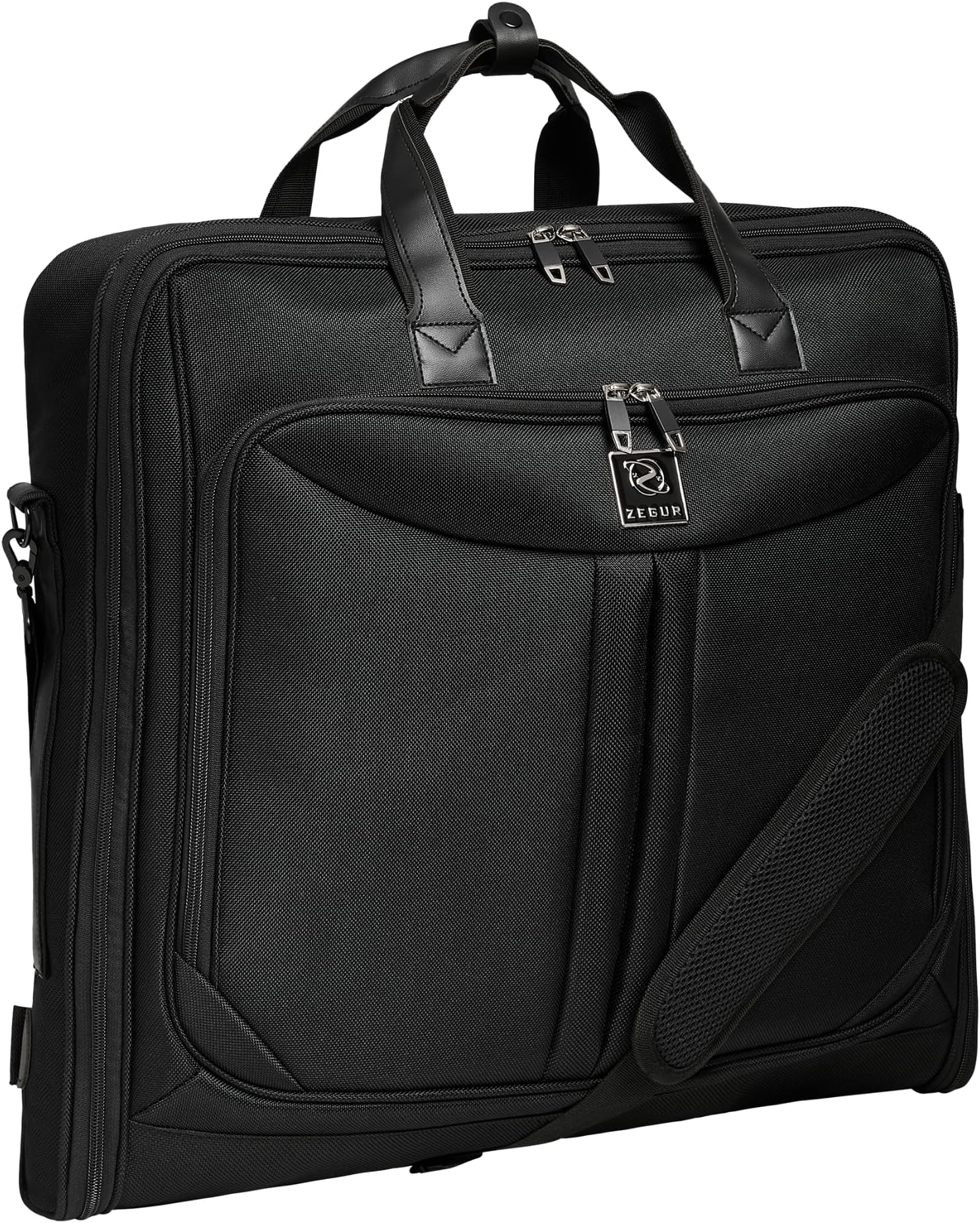 ZEGUR Premium Suit Garment Bag Carry On - Hangs 4 Suits - Travel & Business with Shoulder Strap and Laptop Compartment