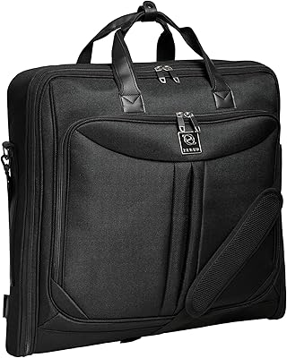 Premium Suit Garment Bag Carry On - Hangs 4 Suits - Travel & Business with Shoulder Strap and Laptop Compartment