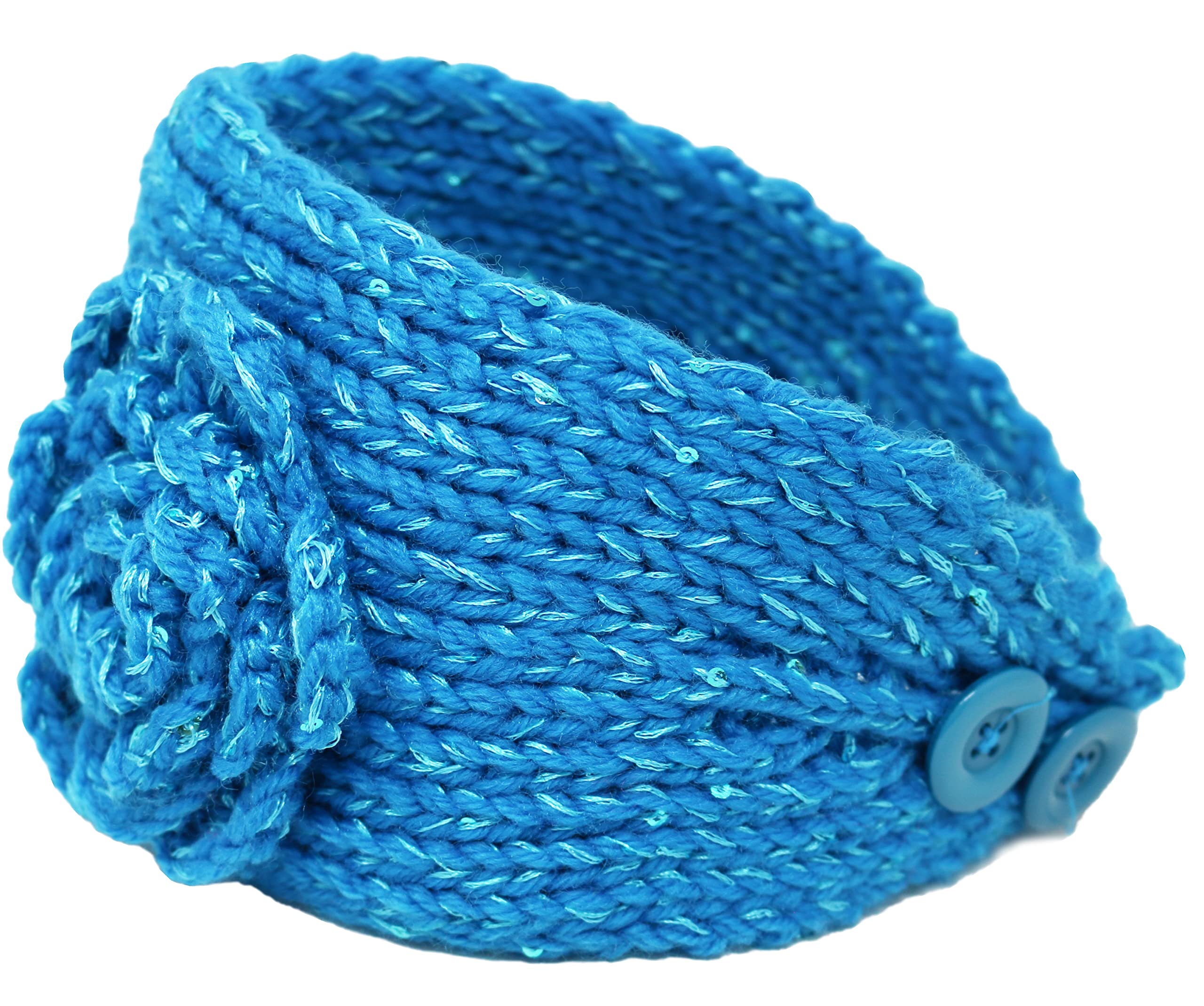 KMystic Knit Winter Headband Ear Warmer with Sparkles (Royal Sequin)