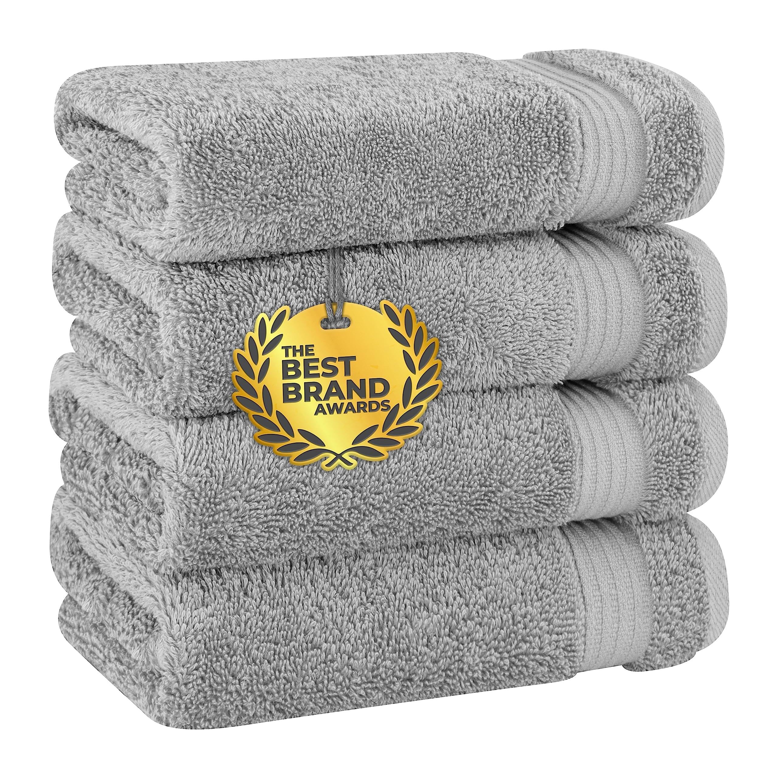 Luxury & Hotel Quality Turkish Cotton 6-Piece Hand Towel Set, Extra Soft & Absorbent for Face & Hands by United Home Textile, Light Grey