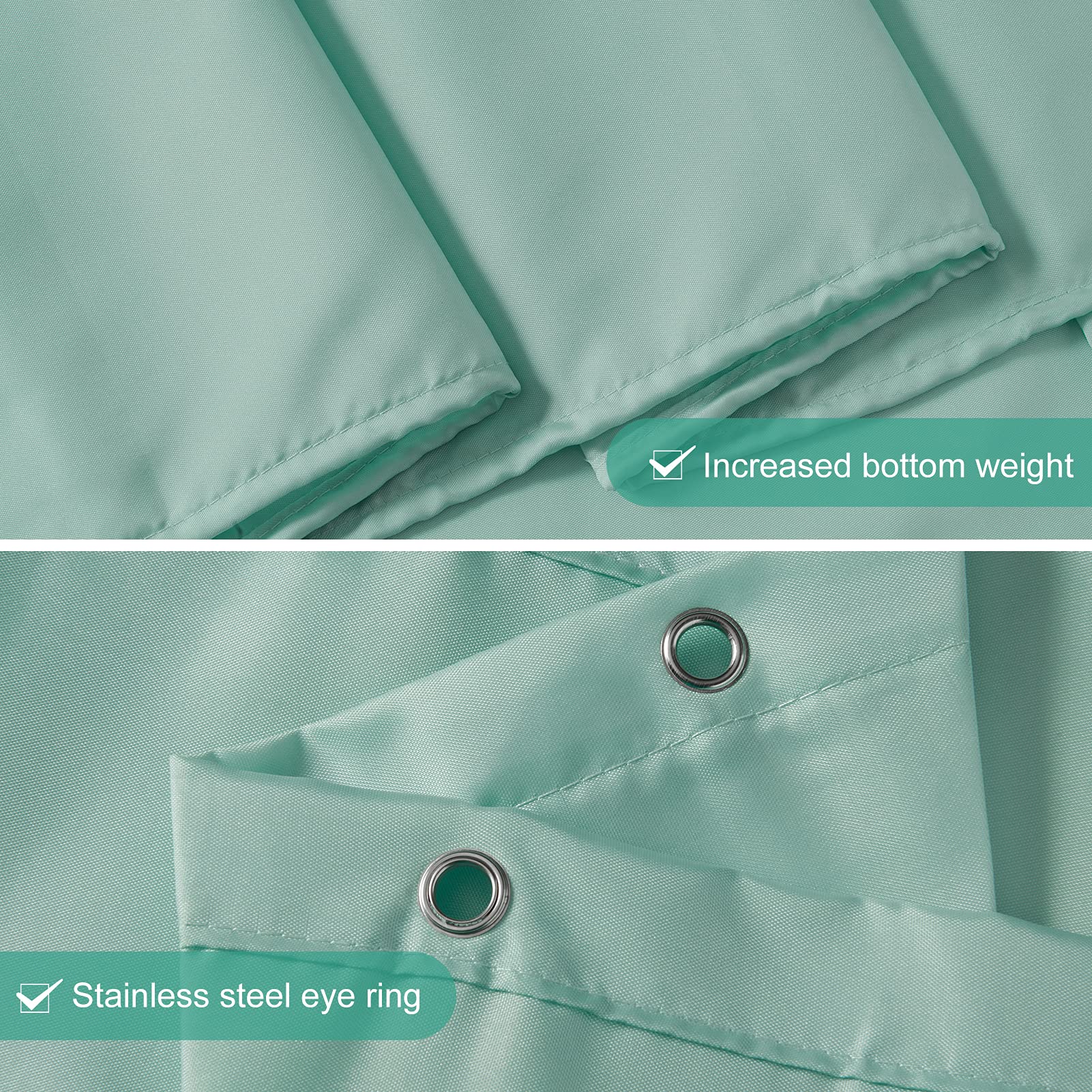 Furlinic Tende Doccia Anti-Muffa Tessuto in Poliestere, Menta verde Tende Doccia Impermeabile &Lavabile,Tenda Vasca da Bagno con 12 Ganci Tenda doccia-180x200cm.