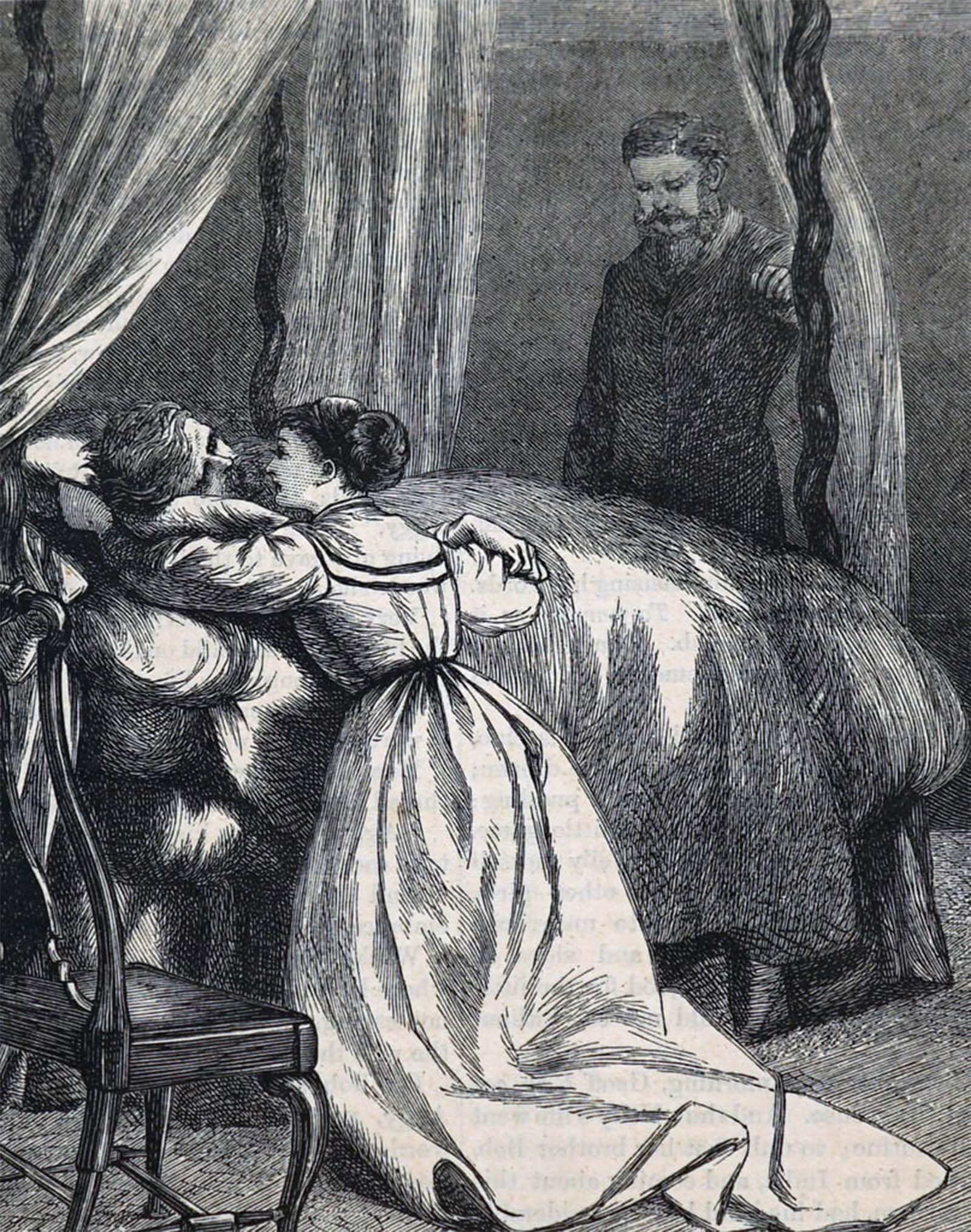 SERENDIPITP Vintage Wall Art Canvas Nordic Poster Canvas Print Picture a Daughter At Her Father's Deathbed by Mary Ellen Edwards Wall Art Poster for Home Decor 60x90cm