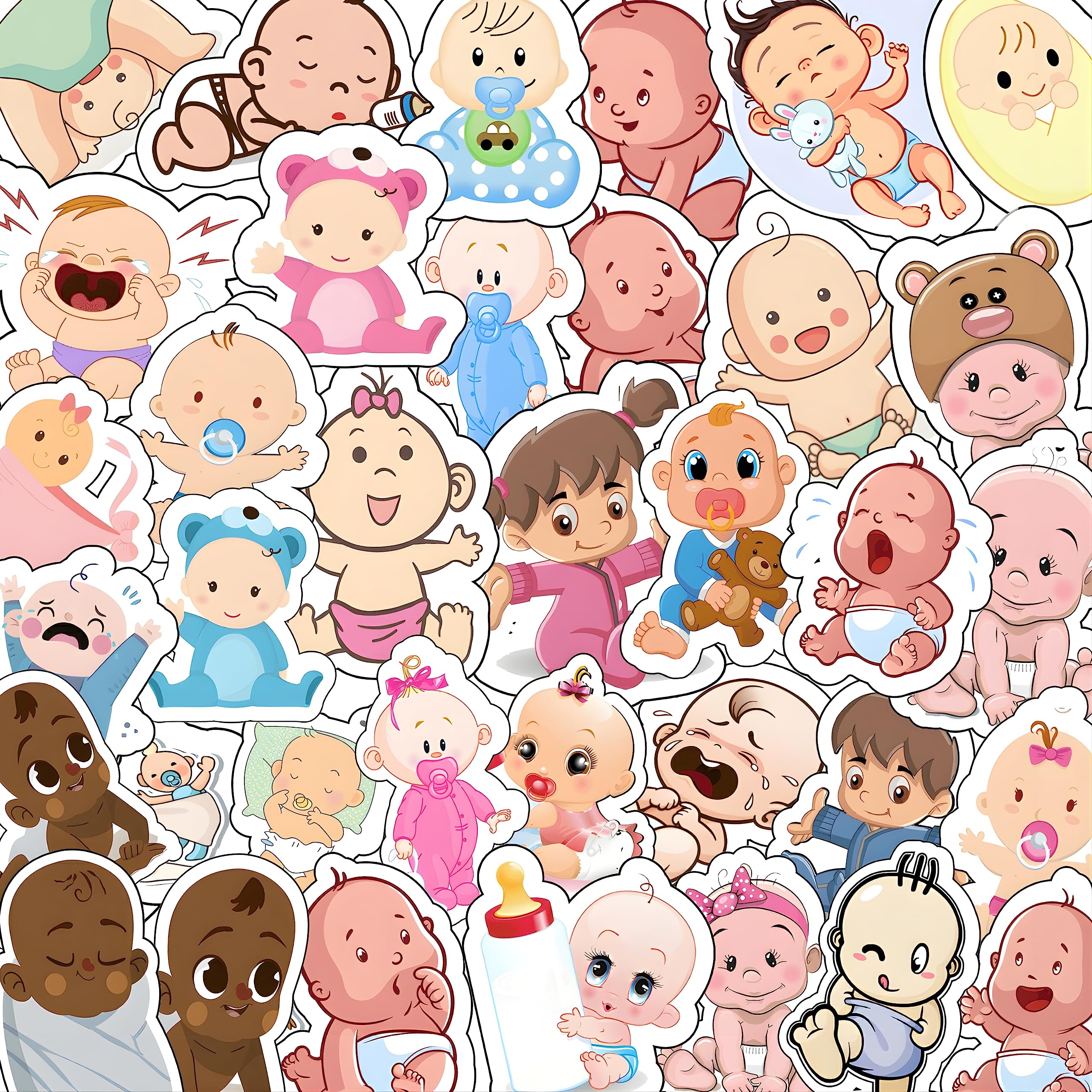 Alwin 50 Pcs Vinyl Waterproof Baby Stickers for Laptops, Mobile