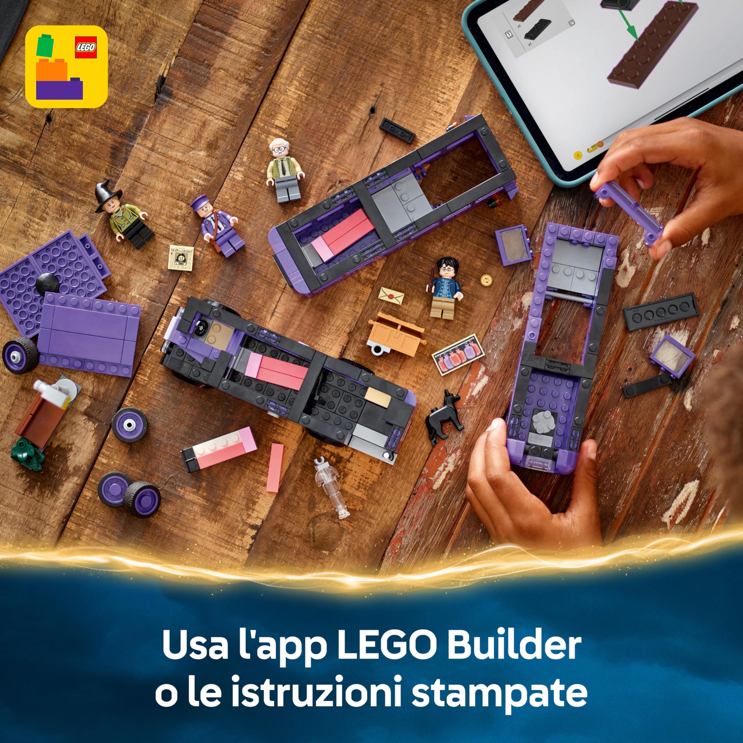LEGO Harry Potter Avventura su Nottetempo - Autobus Giocattolo del Mondo Magico con 5 Minifigure da Collezione e Accessori come Bacchette Magiche - Regalo per Bambine e Bambini da 8 Anni - 76446