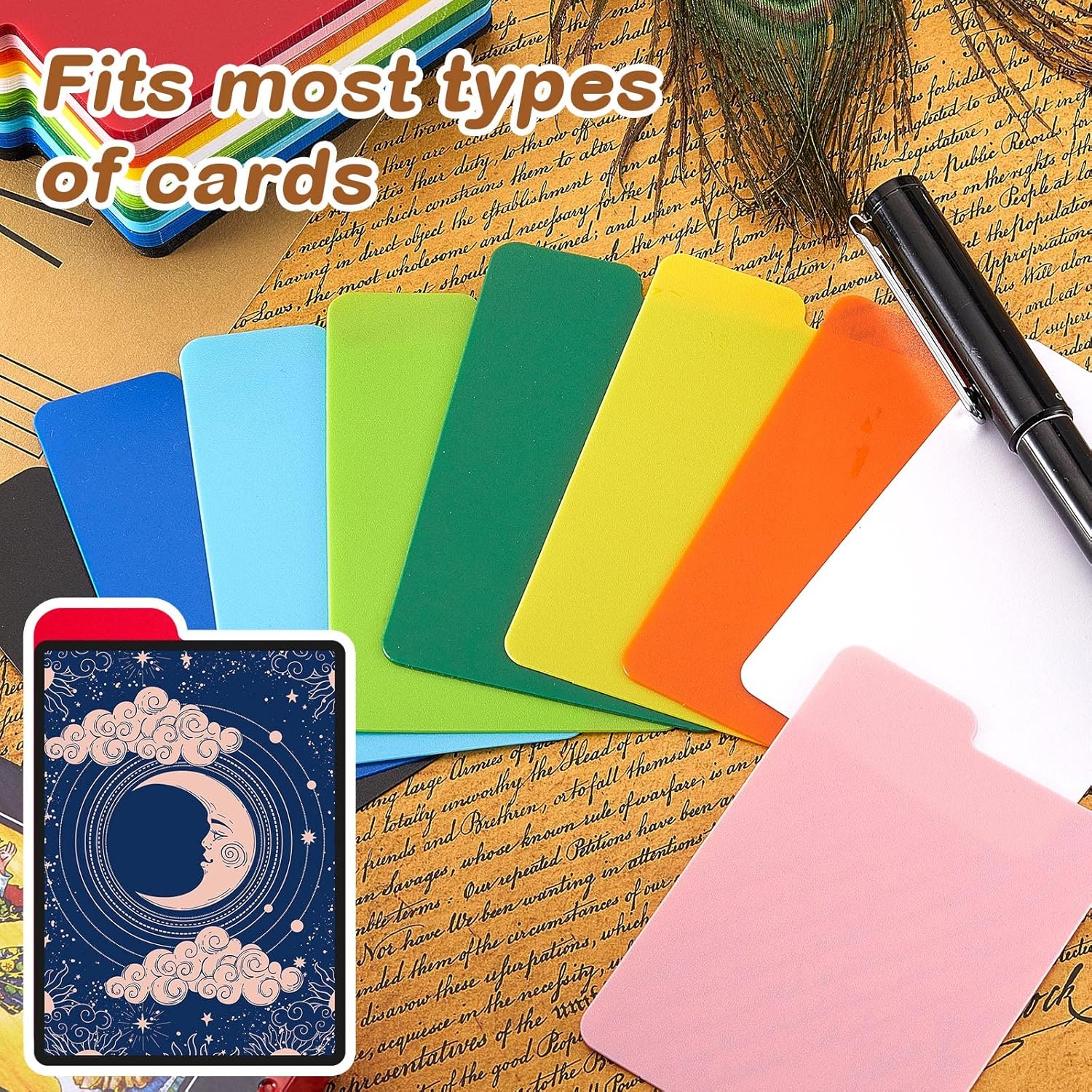 Lewtemi 50 Pcs Card Dividers PP Trading Card Page Dividers Playing Separator for Office and Sports Gathering Storage Supplies, 2.6 x 3.8 Inch, 10 Colors (Multicolor)