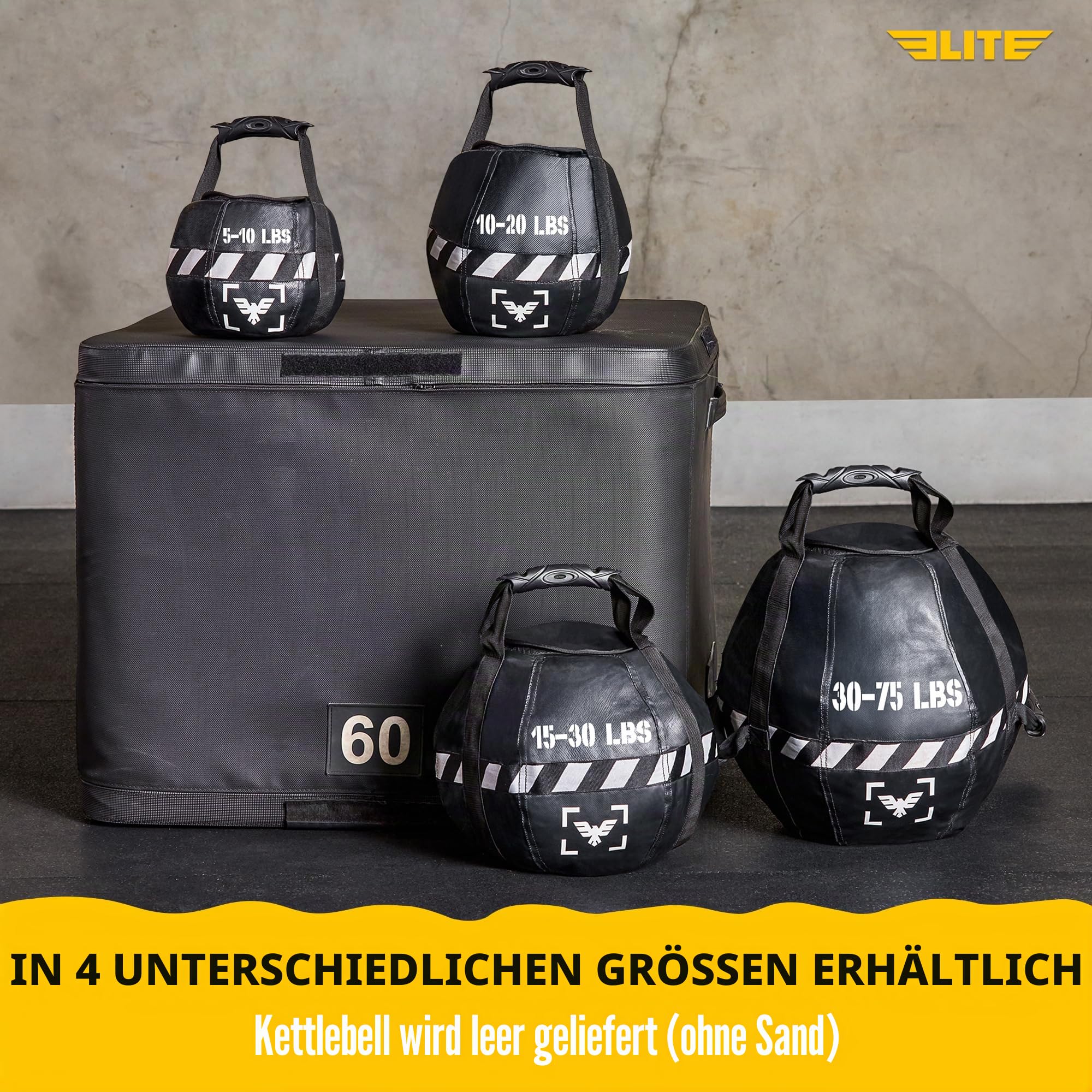 Kettlebell Sandsack - Heavy Duty Sand Weights Bag for Cross Training, Krafttraining, Workout, Functional Fitness, Adjustable Weight, Durable Training Equipment for Home & Gym (Ungefüllt)