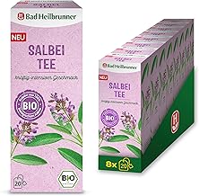 Title: Bad Heilbrunner Organic Sage Tea - in Filter Bag - Traditional Herbal Tea Made from Velvety Sage Leaves - Strong-Intense Aroma (8 x 20 Filter Bags)