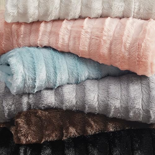 Miniatura 5 de Madison Park Duke - Manta larga de piel sintética color marfil de 50 x 60 pulgadas, suave, acogedora, piel sintética larga cepillada para cama,