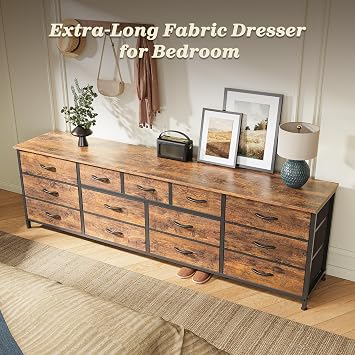 Huuger 70 Inch Long Dresser for Bedroom, TV Stand for 65, 75, 80 Inch TV