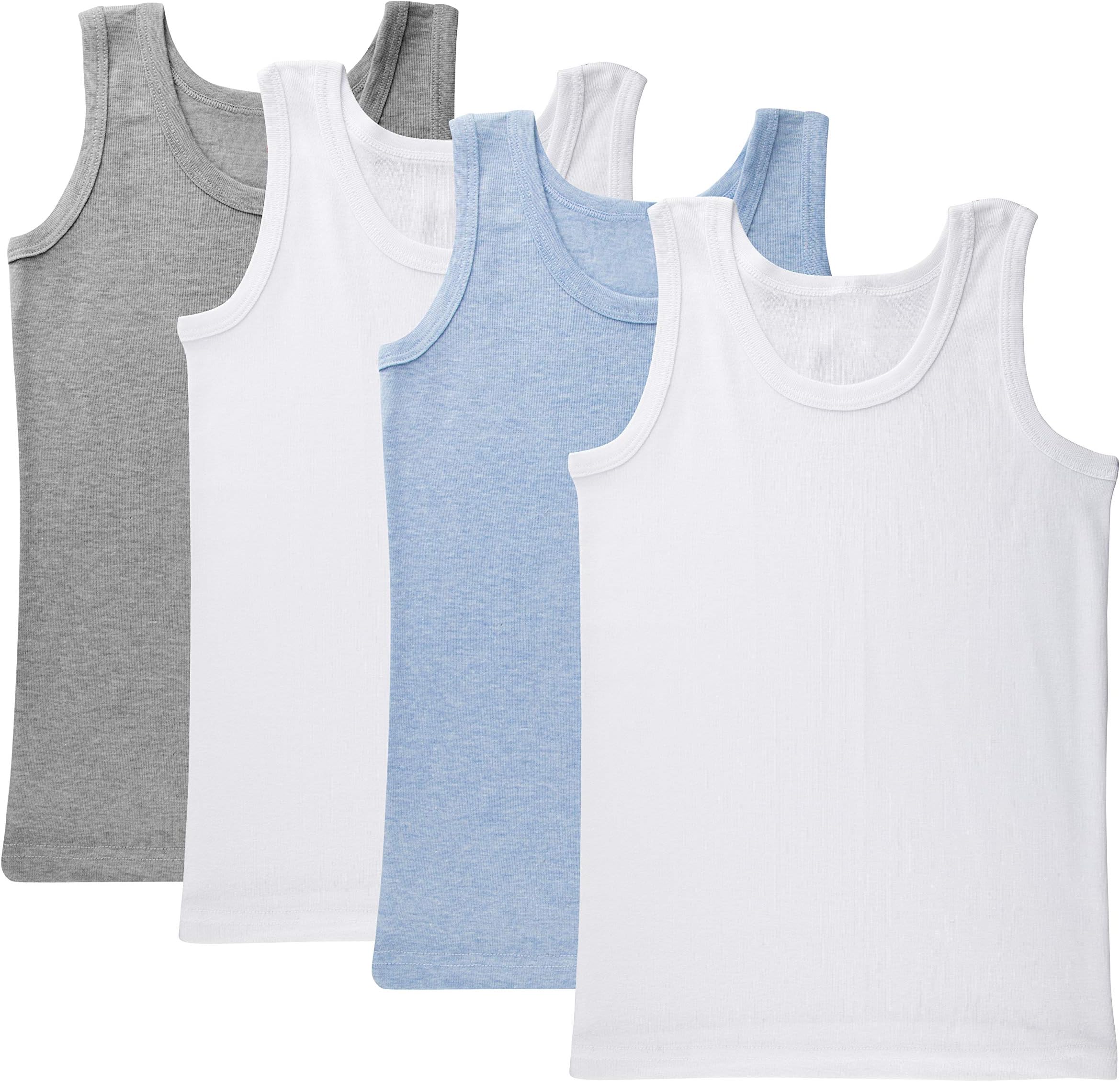 Brix Boys' Cotton Tank Top - Tagless Undershirts Super Soft 4-Pack Tees Sizes 2-14.
