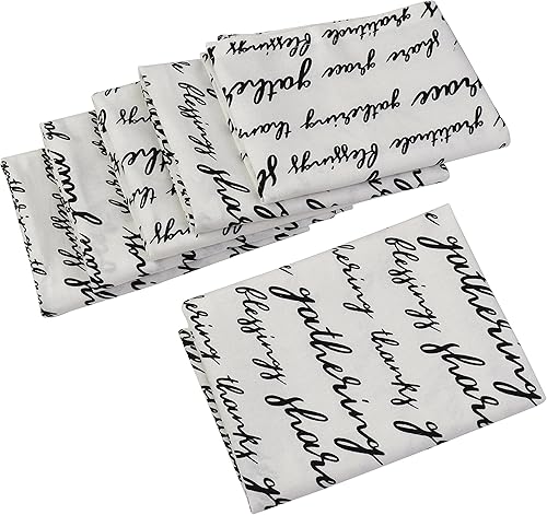 Miniatura 2 de Juego de 6 servilletas de tela de Acción de Gracias, 100% algodón, 20 x 20 pulgadas, con texto, bendiciones, compartir, gracia, mantel decorativo