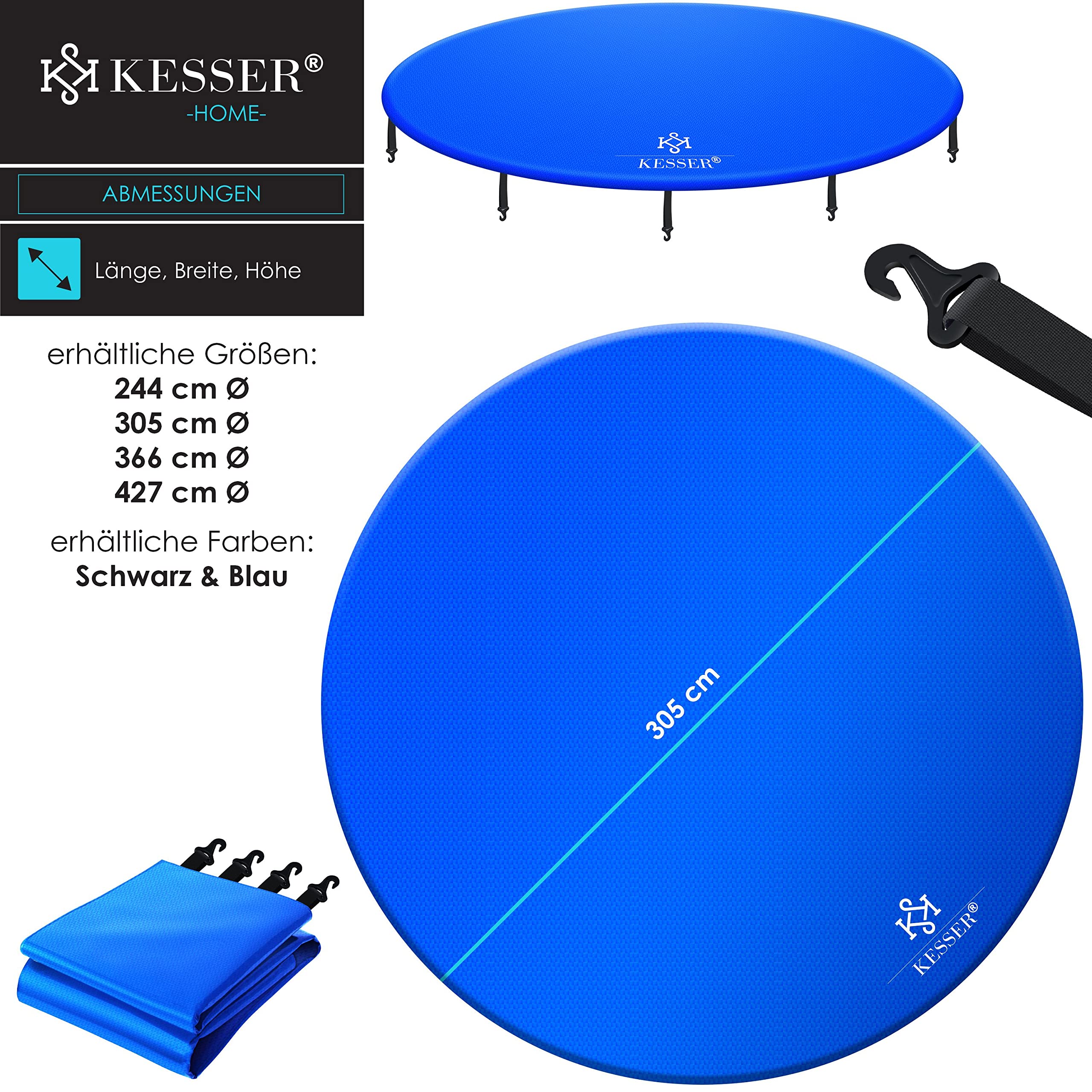 KESSER® Plandeka na trampolinę Ø 244/305/366/427 cm | odporna na warunki atmosferyczne, odporna na rozerwanie i promieniowanie UV | zewnętrzna plandeka ochronna na trampolinę