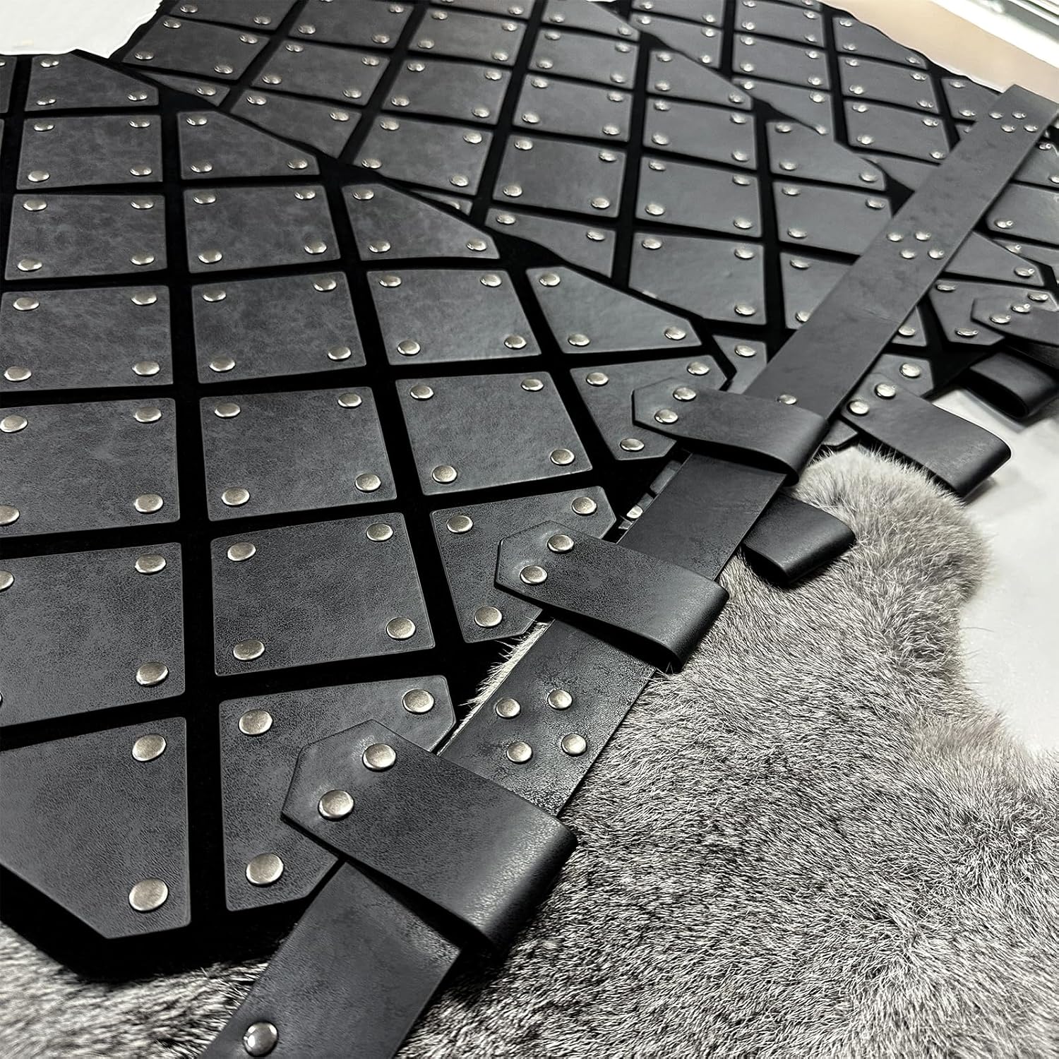 HiiFeuer Medieval Faux Leather 3PCs Waist Armor with Belt, Middle Ages Cosplay Thigh Armor, Mercenary&Knights Skirt Armor - Image 4