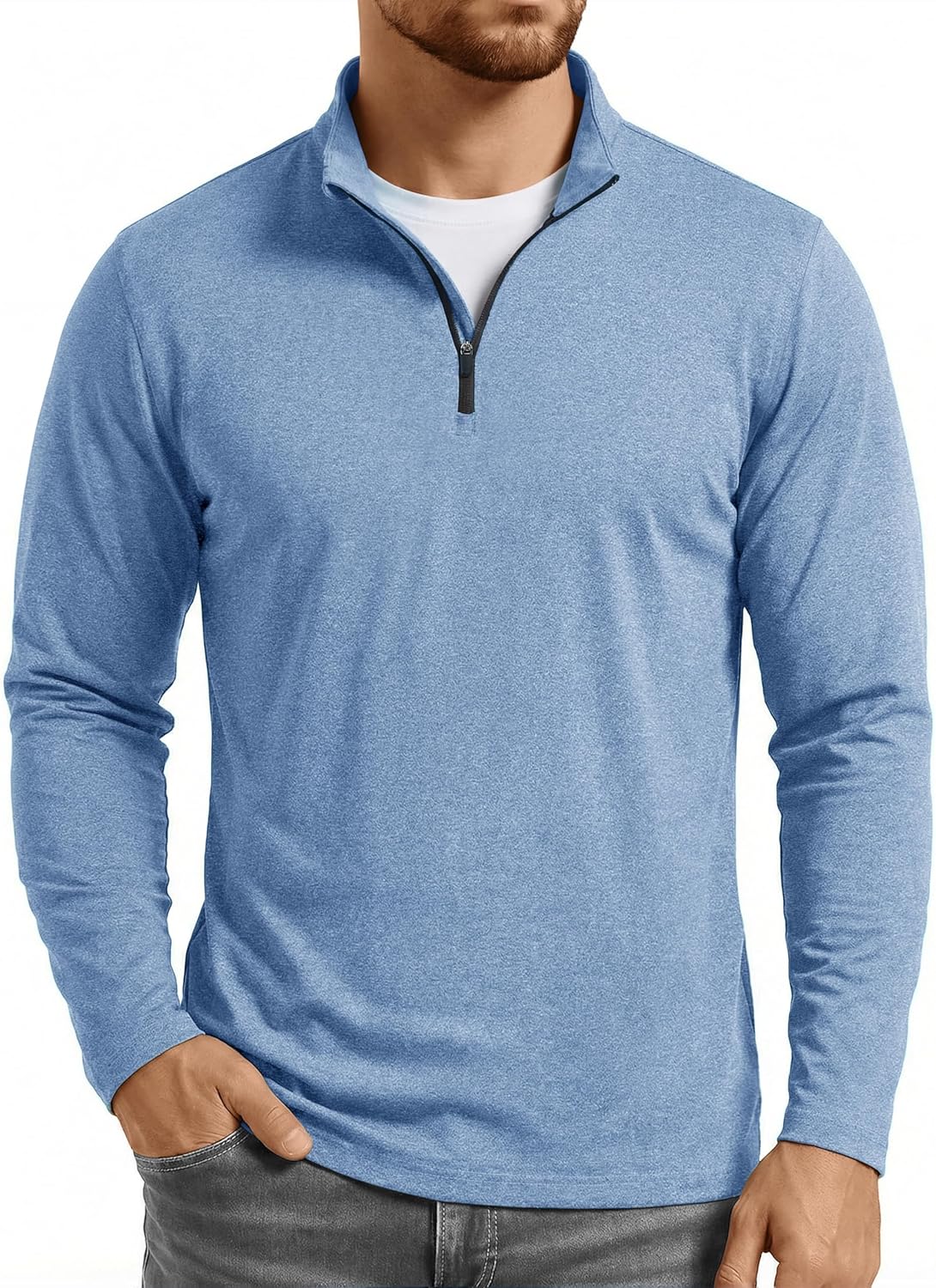 Boladeci Men's Quarter Zip Pullover Premium Fleece Lined Heather Long Sleeve Golf Shirts Midweight 1/4 Half Zip Sweatshirts