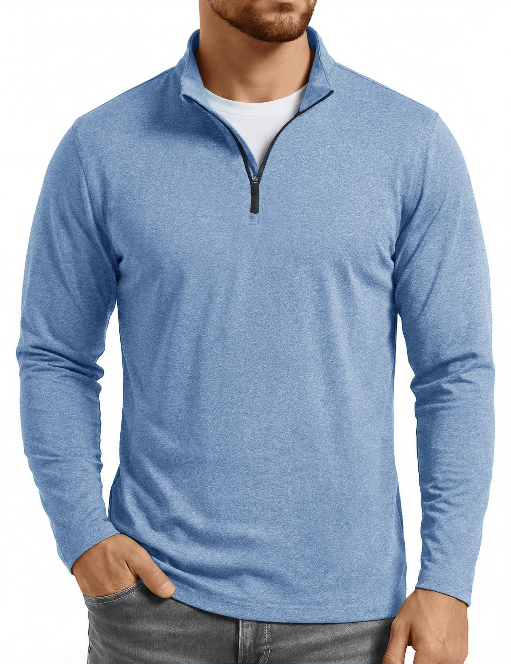 Boladeci Men's Quarter Zip Sweater Fleece Lined Long Sleeve Lightweight Athletic 1/4 Zip Pullover Golf Shirts