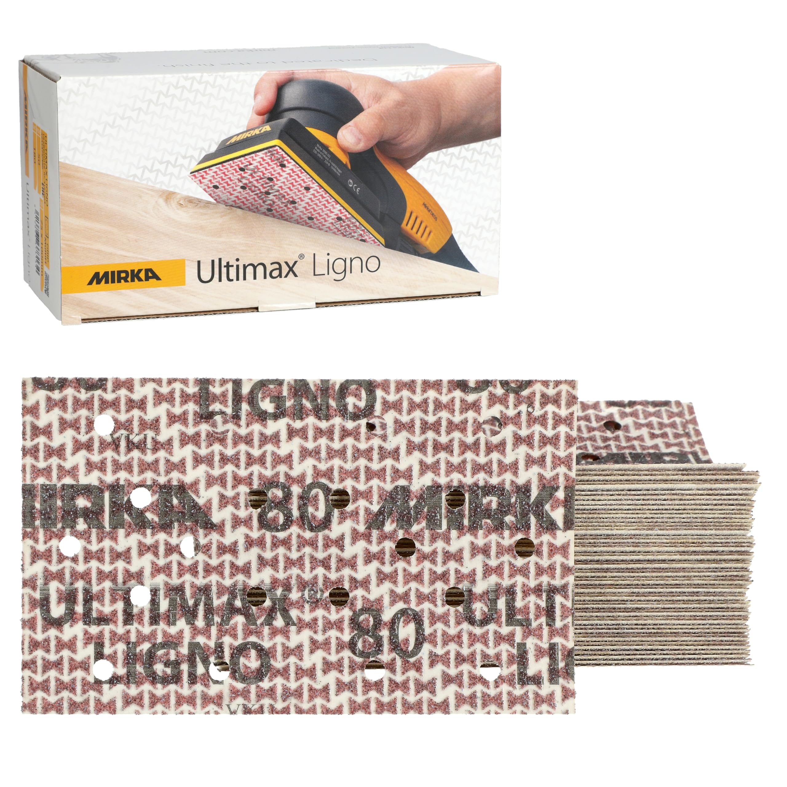 Mirka Ultimax Ligno 81x133mm Schleifstreifen Korntyp P80, Grip Klett, Multifitsystem, Holzschliff, 50 Stück pro Packung