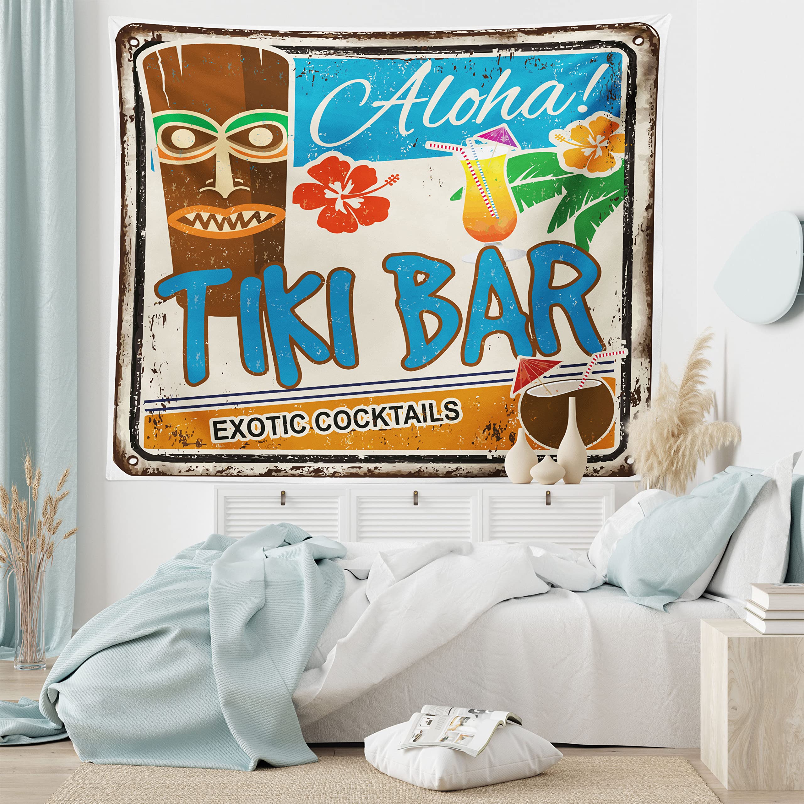ABAKUHAUS Arazzo Tiki Bar – 230x140 Cm – Microfibra Morbida – Decorazione Da Parete Con Vecchio Drink – Per Camera Da Letto, Soggiorno, Dormitorio - 2