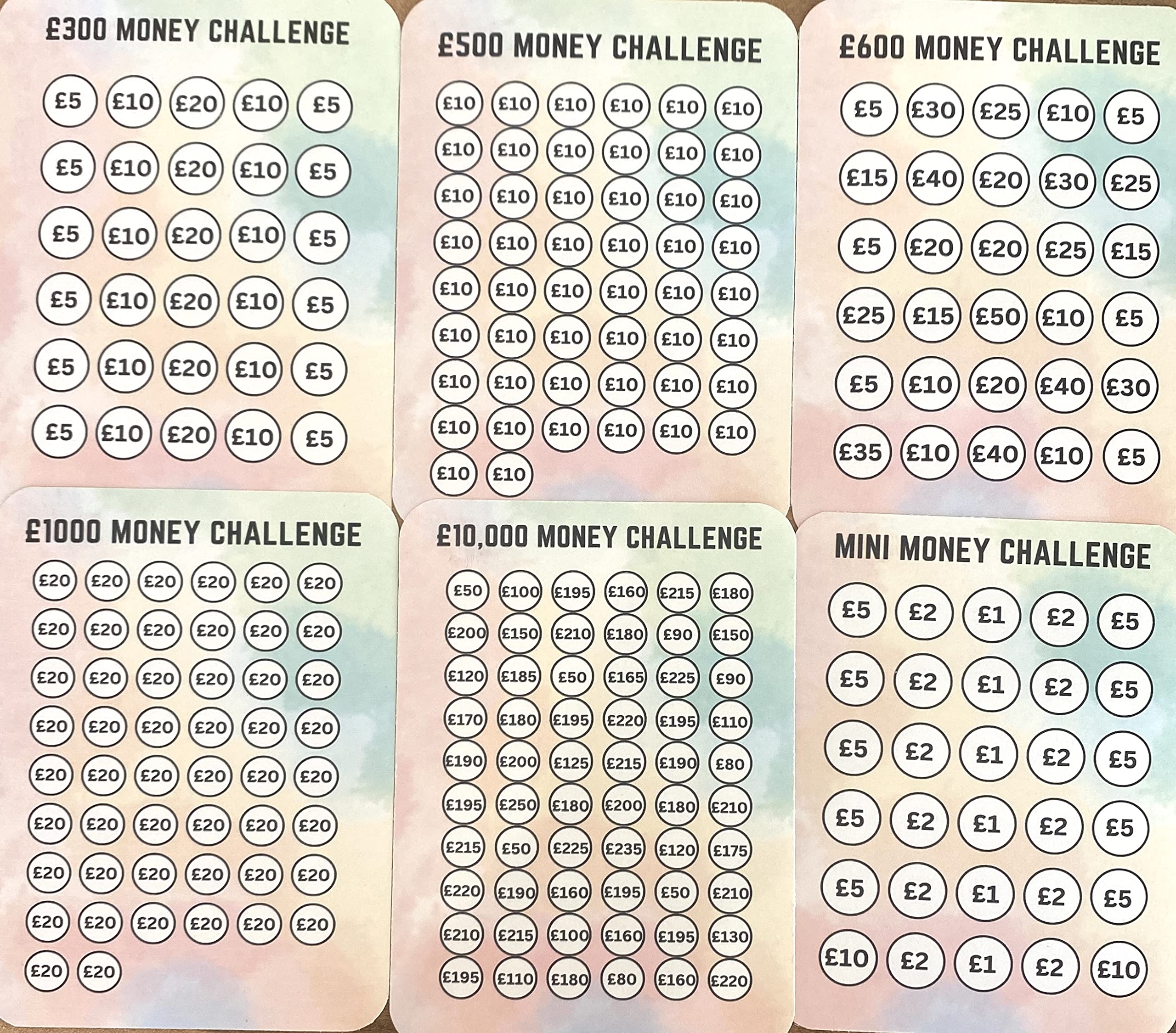 Money Tin Sticker Challenge (All 6, Pastel)