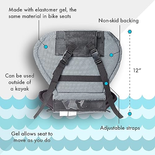 Miniatura 4 de Almohadilla de asiento acolchada con respaldo alto, almohadilla de asiento de gel para kayaks, cojín de asiento portátil para deportes acuáticos al