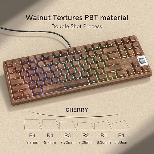 Miniatura 3 de Womier - Teclado mecánico retro con cable TKL con rueda de volumen, 75% teclado retroiluminado RGB, intercambiable en caliente con teclas PBT,