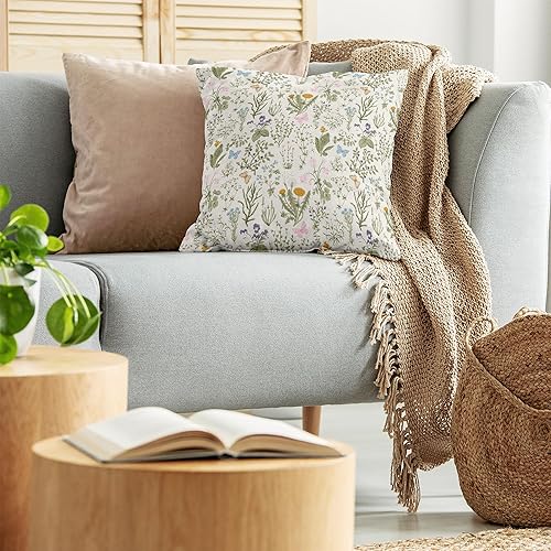 Miniatura 3 de Ambesonne Funda de cojín con diseño floral, diseño clásico botánico, plantas de jardín vintage, hierbas, flores, arte de diseño clásico botánico,