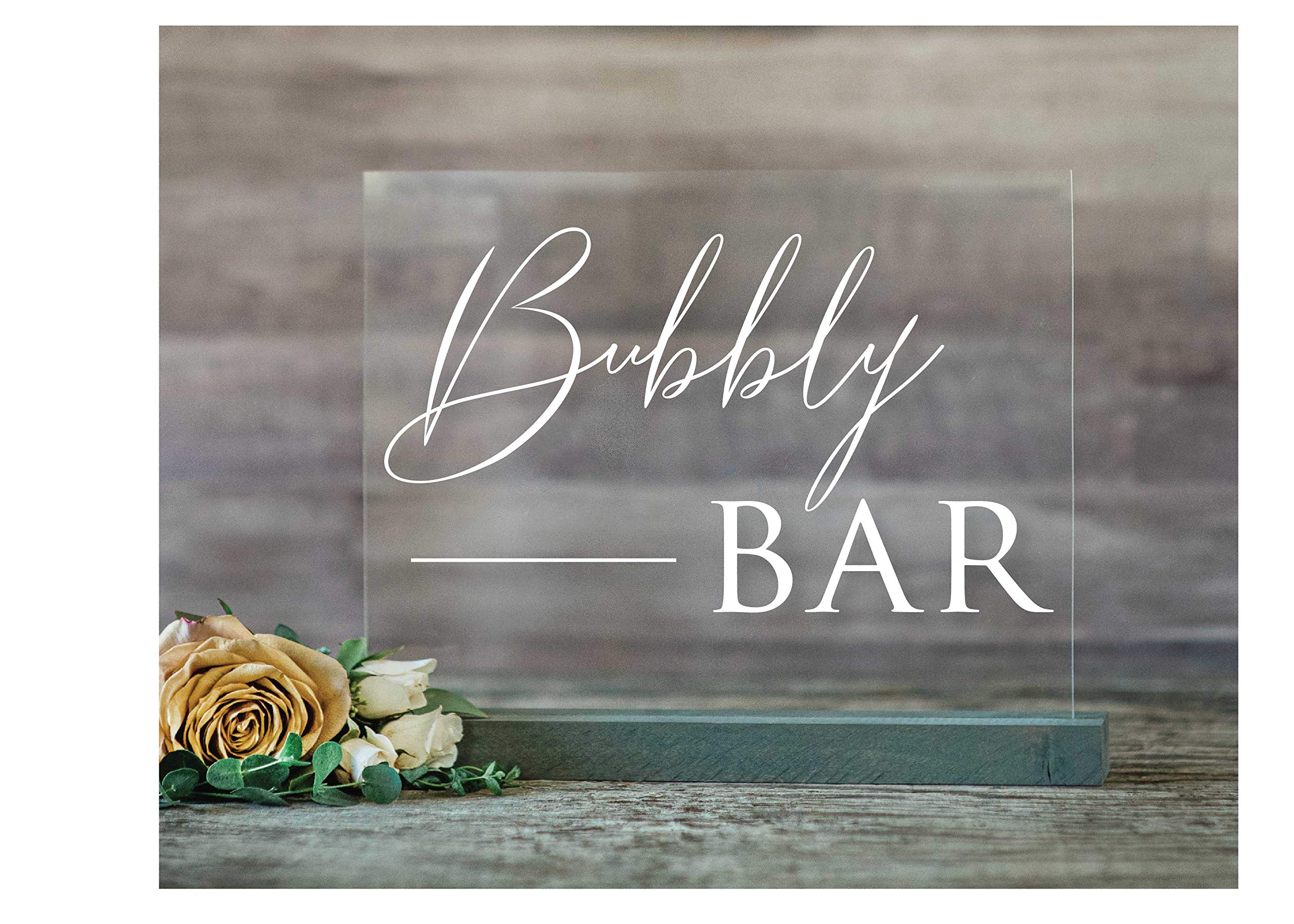 Buy Wedding Sign: Bubbly Bar Wedding Sign for Guests – Clear Acrylic