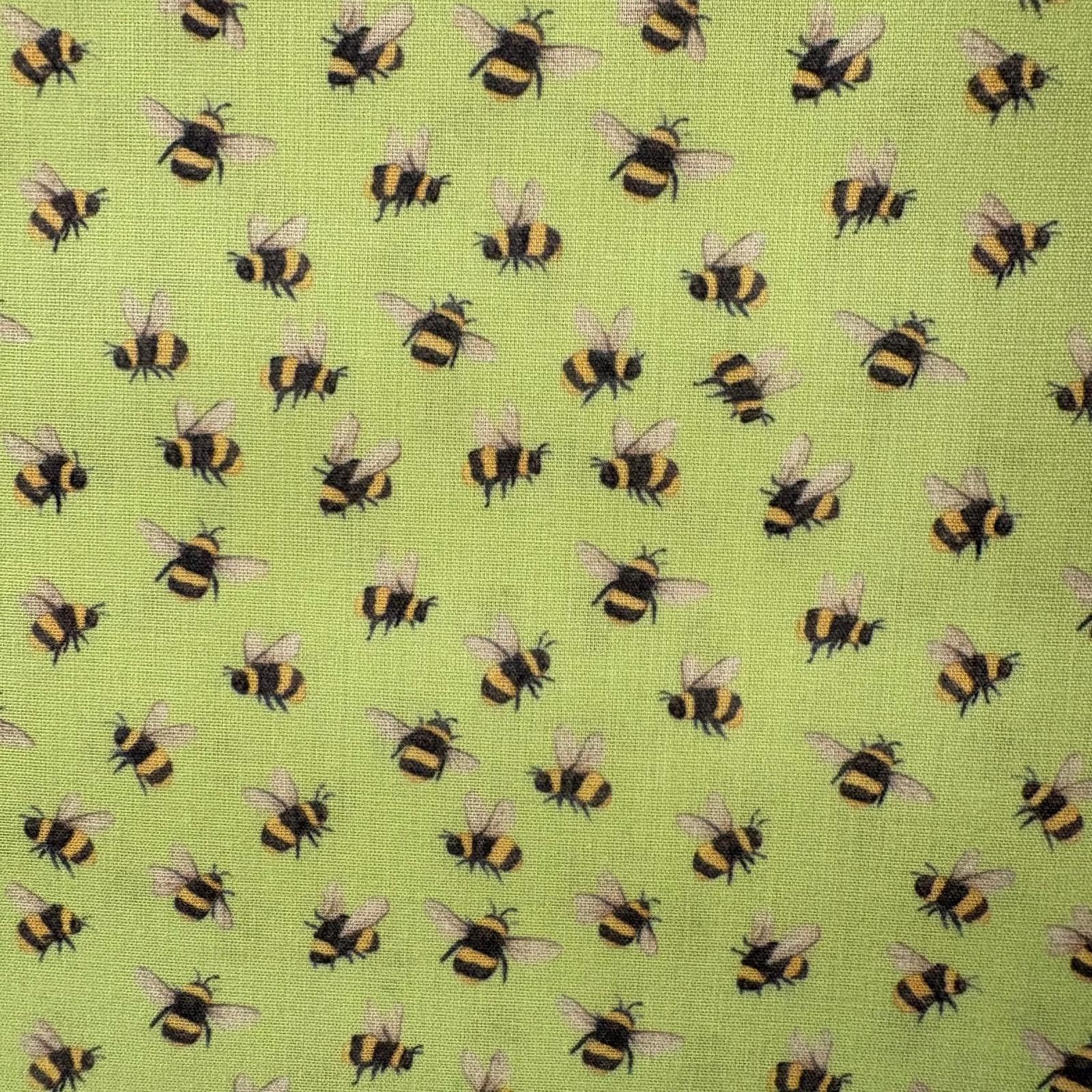 Small Bumble Bee Polycotton Fabric, 112cm Wide, Sold by Metre (Yellow)