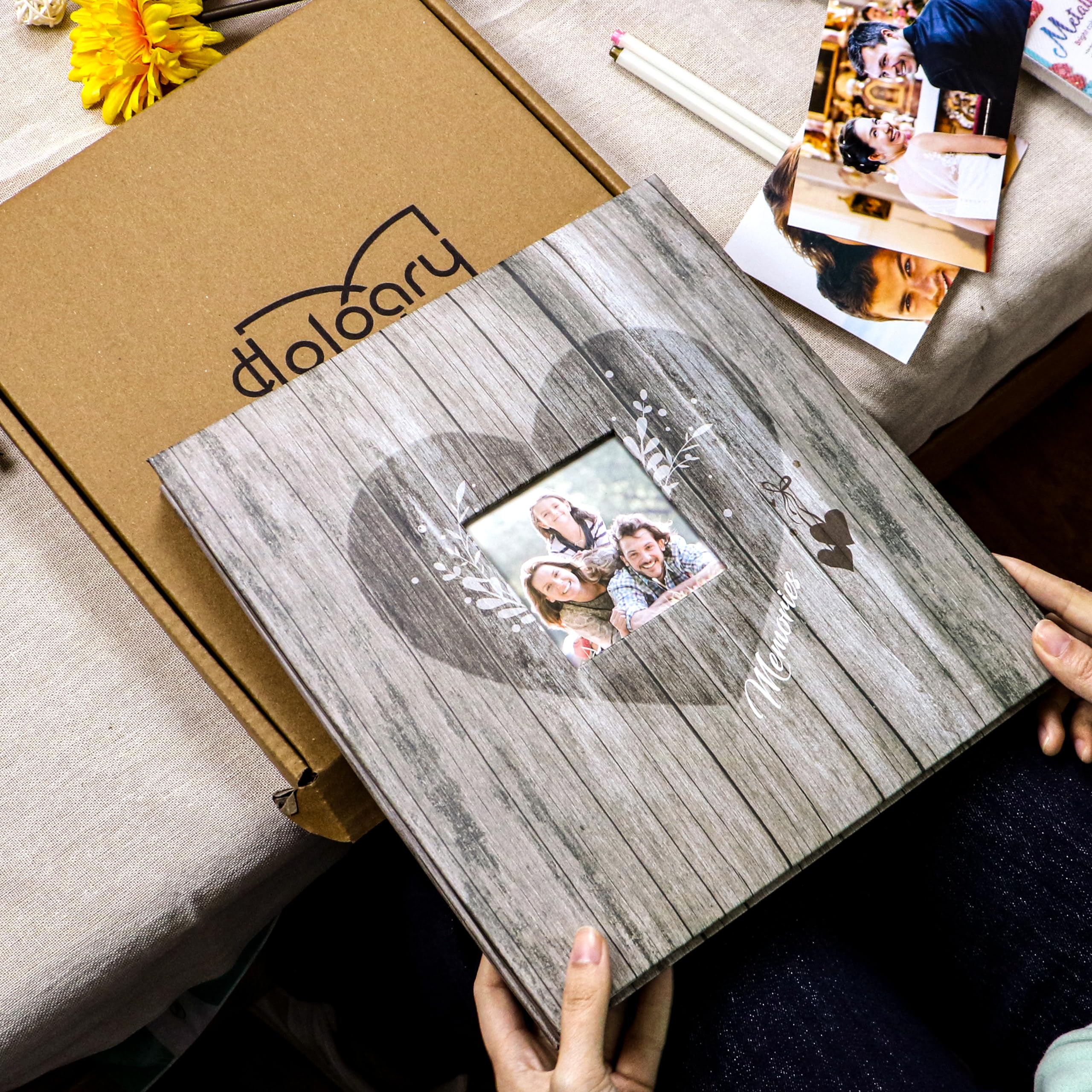 Holoary Álbum de fotos autoadhesivo con bolígrafo metálico para álbumes de 3 x 5, 4 x 6, 5 x 7, 6 x 8, 8 x 10, hecho a mano, 40 páginas, libro de recuerdos con cubierta de papel kraft impreso (grano
