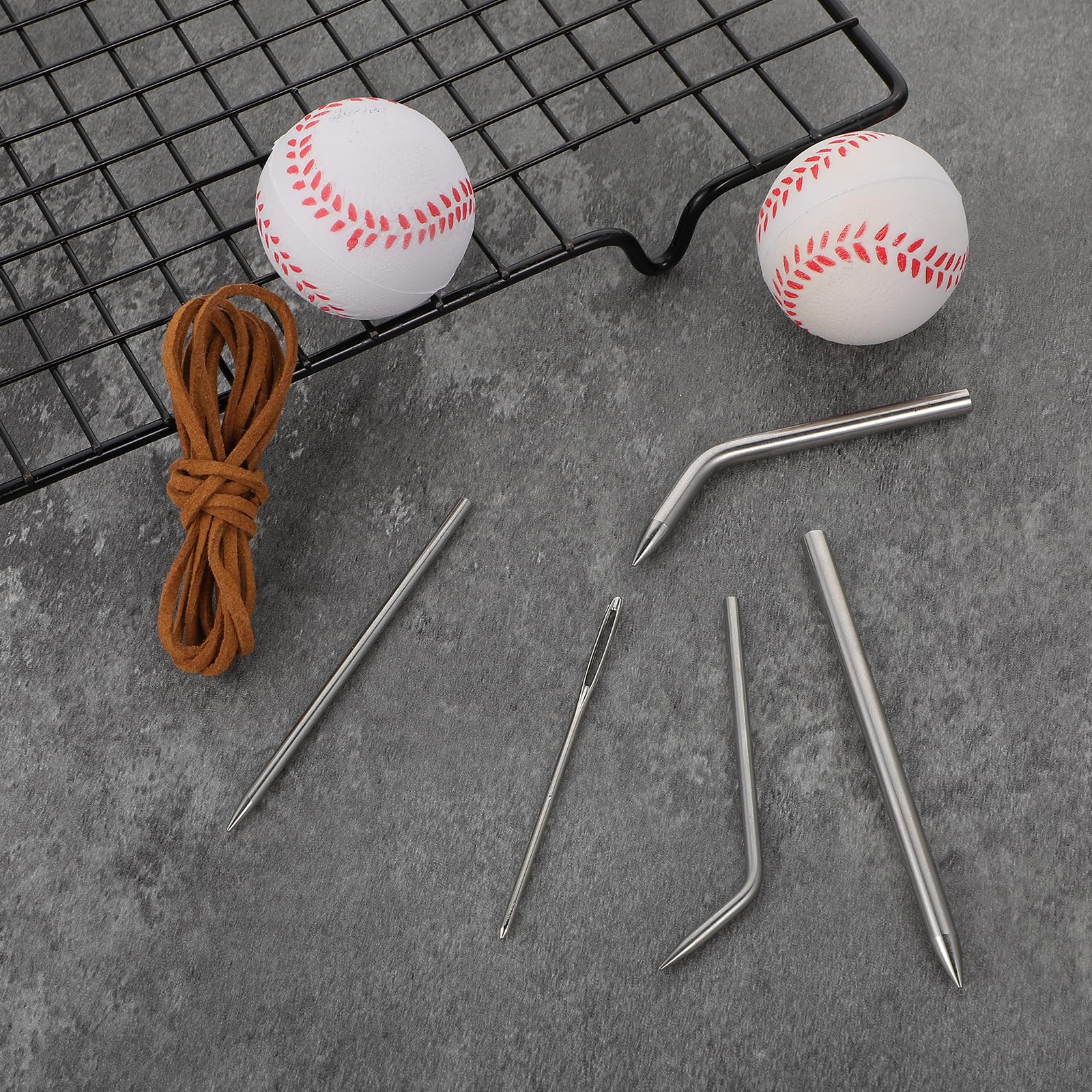 Lot de 5 aiguilles à lacets en cuir - Gant de baseball - En acier inoxydable - Aiguille à tisser pour gants de baseball et de softball - Réparation et outil de laçage