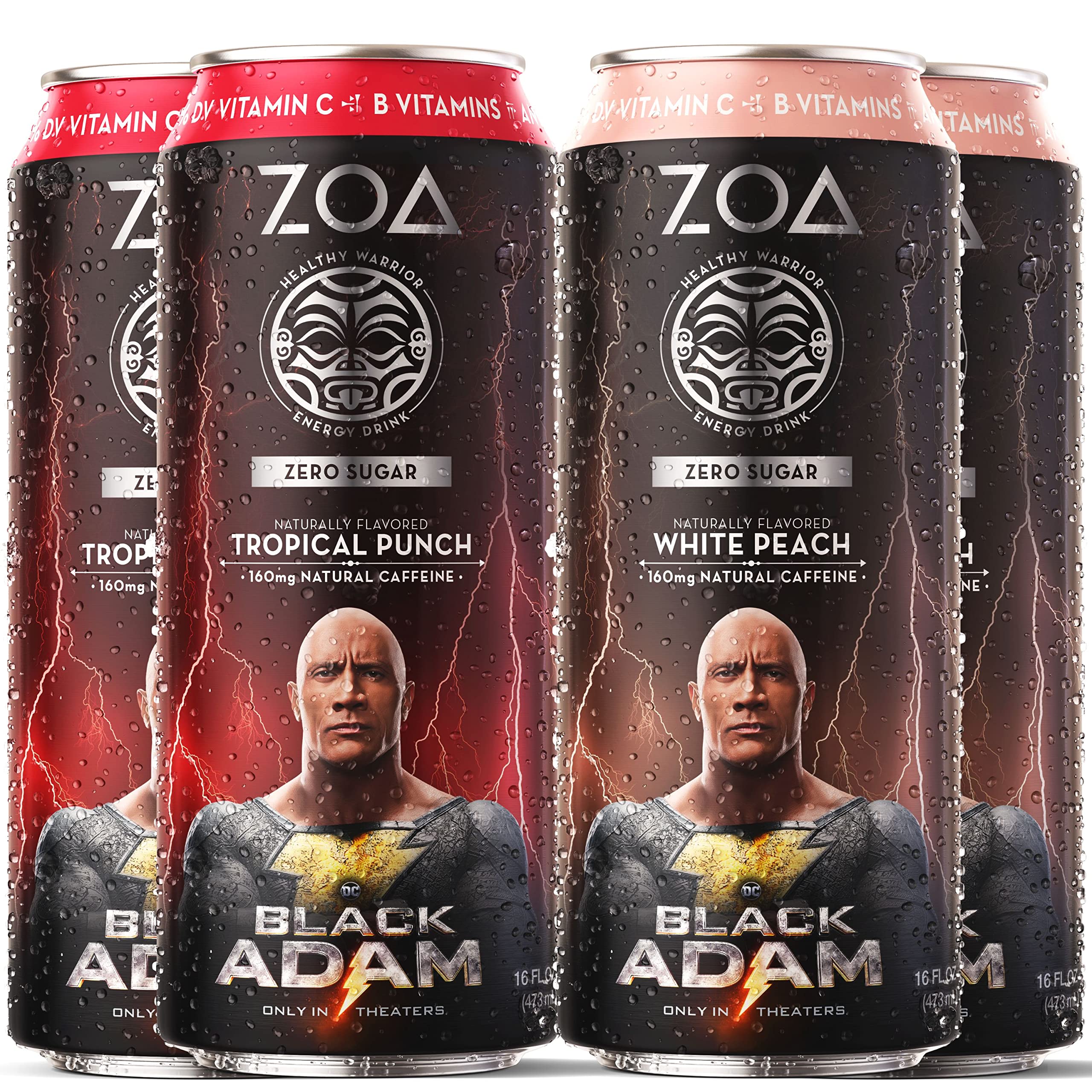 Buy ZOA Zero Sugar Energy Drink Bundle White Peach & Tropical Punch