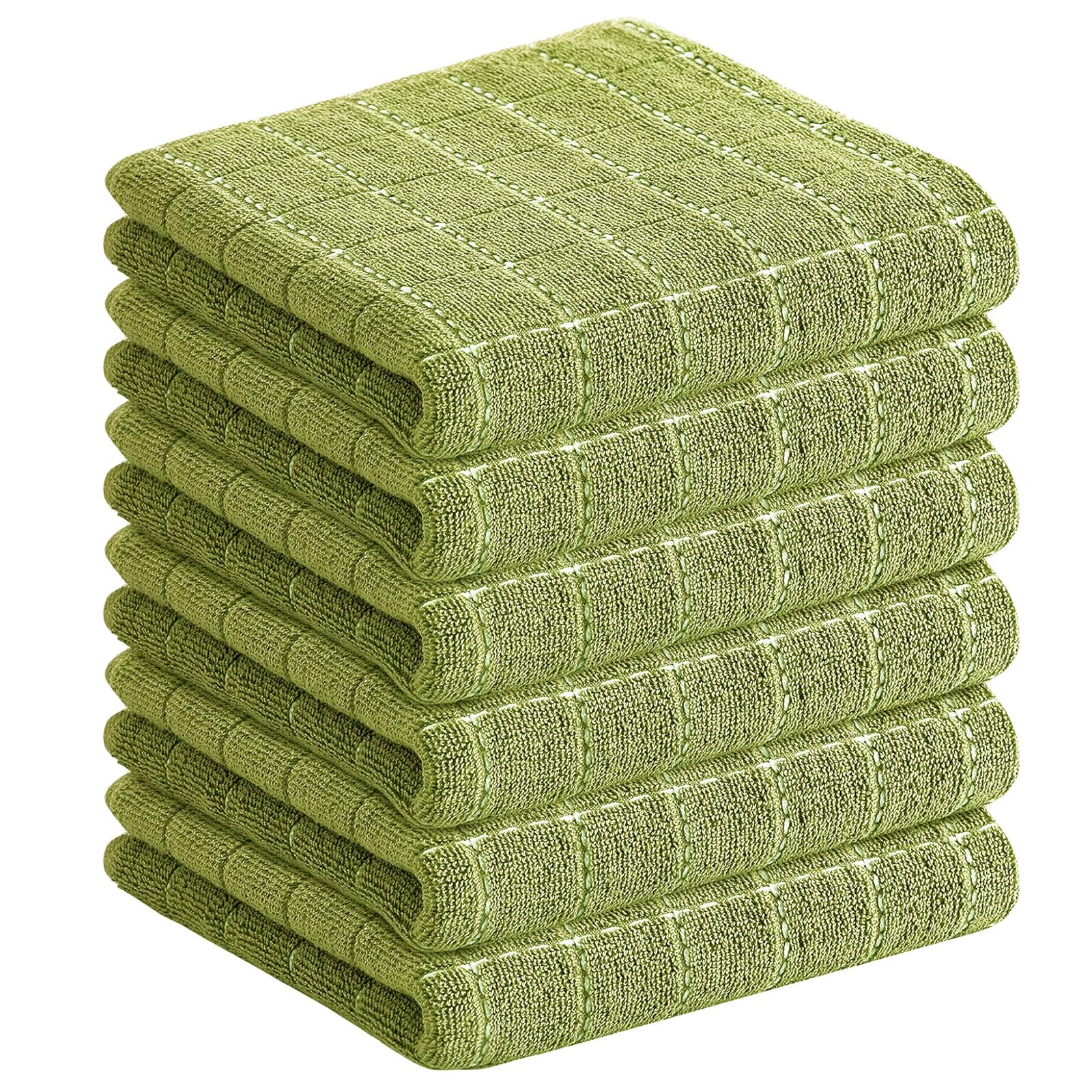 Homaxy 100% Cotton Terry Kitchen Towels, 6 Pack, Olive Green | Ultra Soft and Absorbent Dish Towels for Kitchen, Suitable for Drying and Washing Dishes