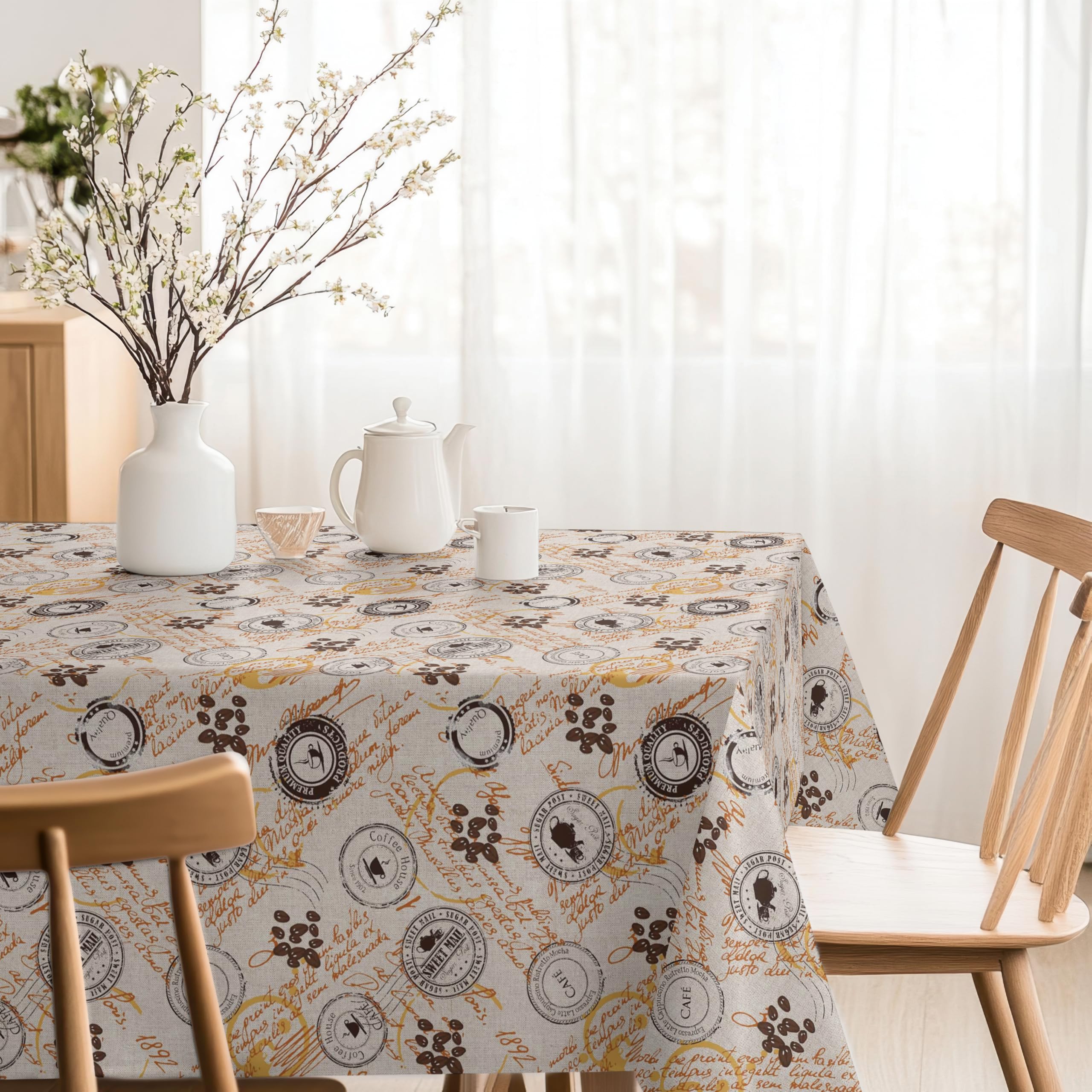 Martina Home RESIN TABLECLOTH Coffee BROWN 140 Round