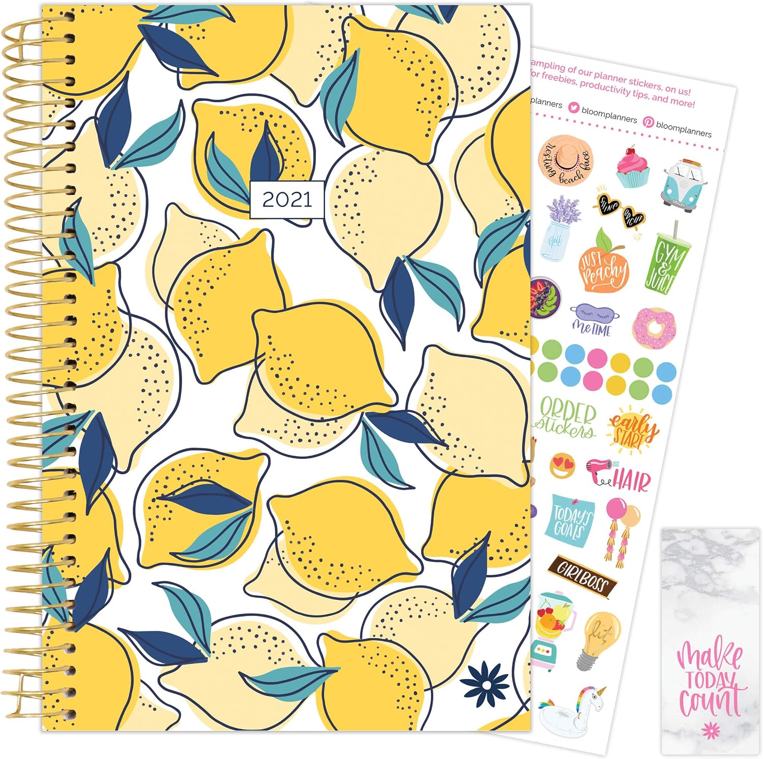 bloom daily planners 2021 Calendar Year Day Planner (January 2021 - December 2021) - 6” x 8.25” - Weekly/Monthly Agenda Organizer with Stickers and Bookmark - Lemons