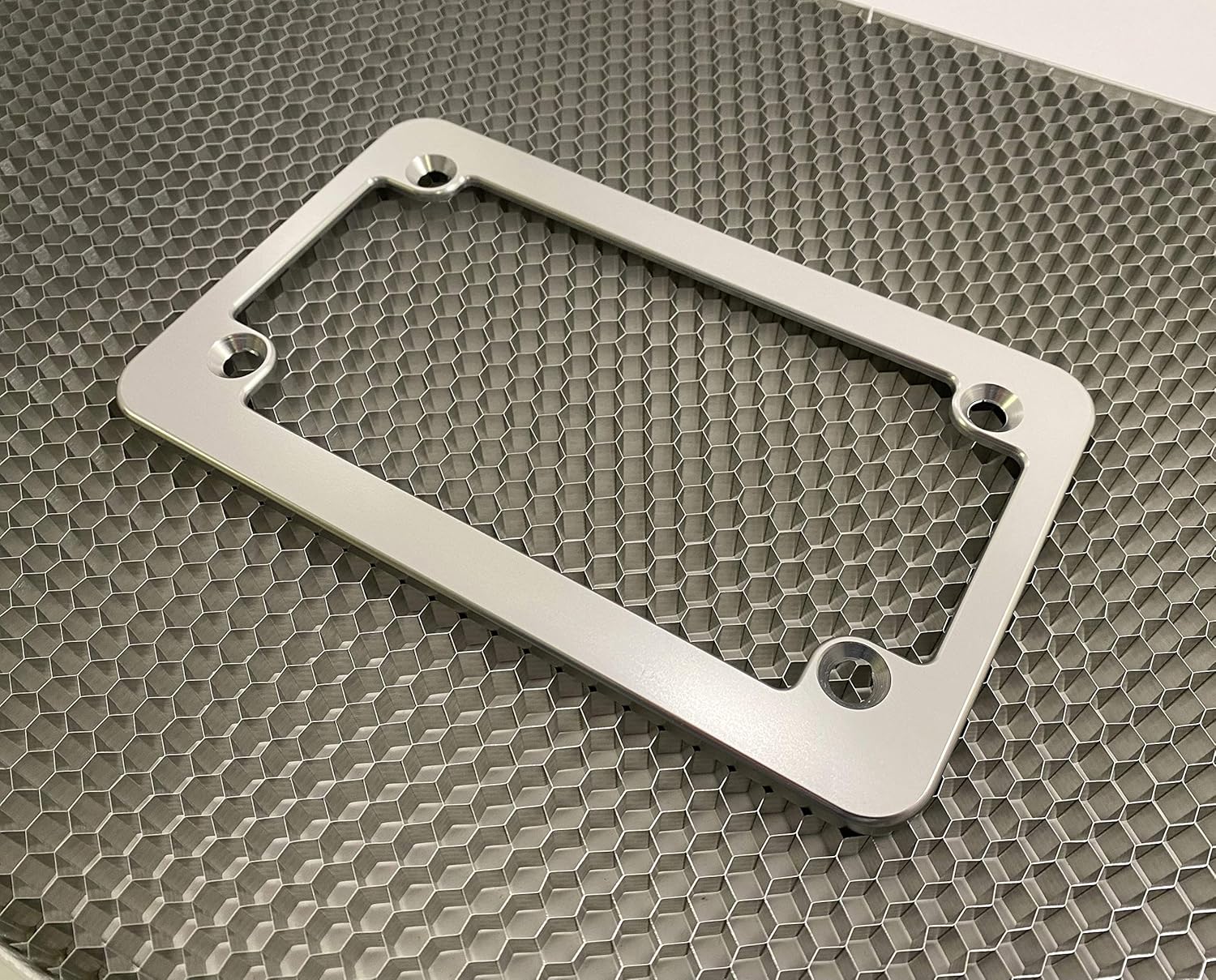 Motorcycle Heavy Duty Billet Aluminum Machined License Plate Frame - Anodized Clear Silver